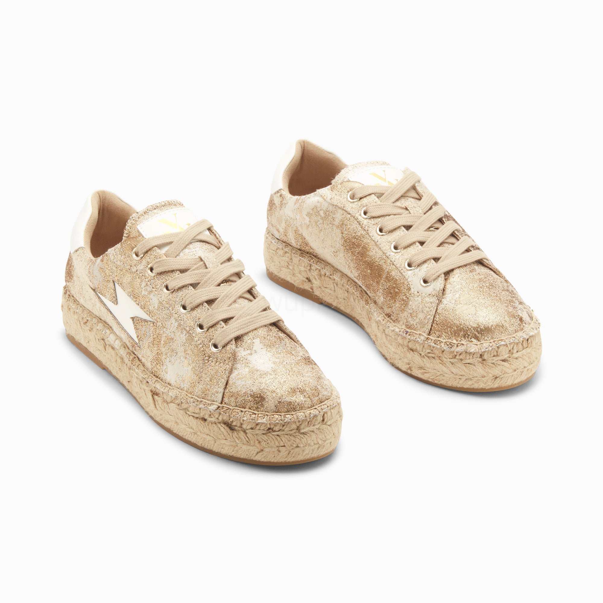 (image for) Baskets éClair April Or Et Blanc à Semelle Espadrille | Vanessawupromo.Com 297