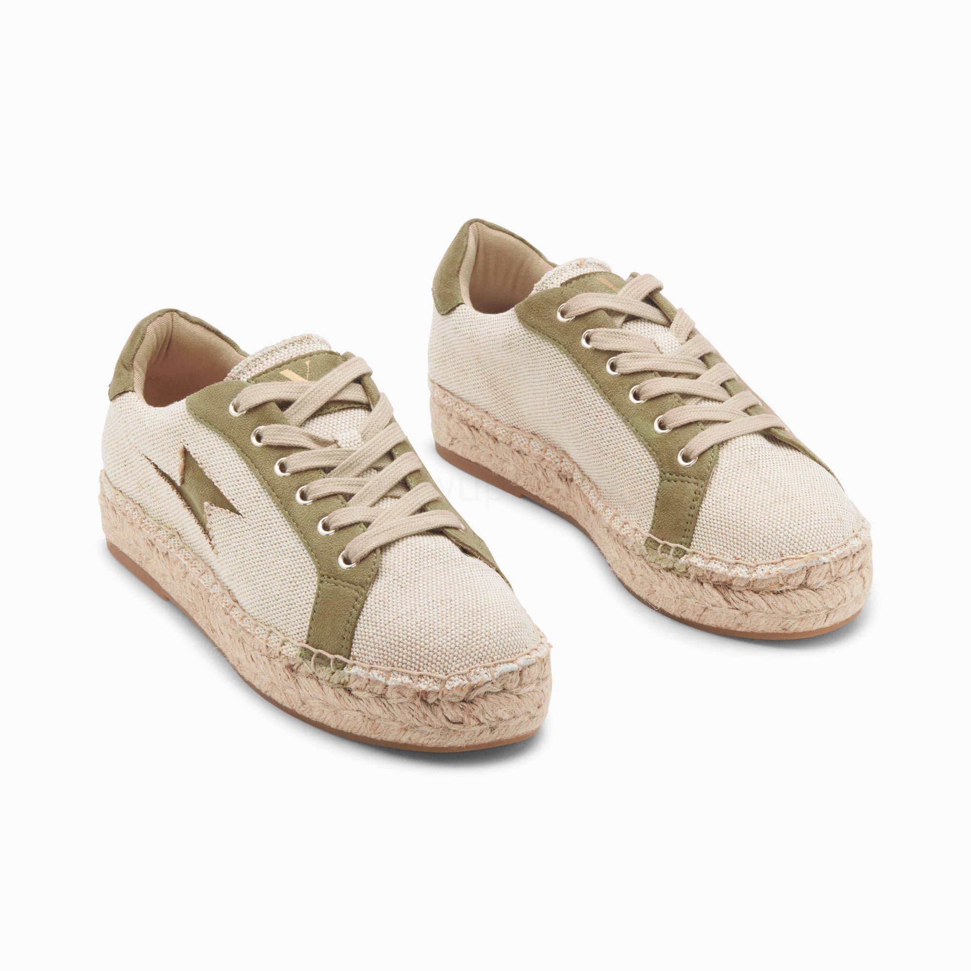 (image for) Baskets éClair April Beige Et Kaki à Semelle Espadrille | Vanessawupromo.Com 684