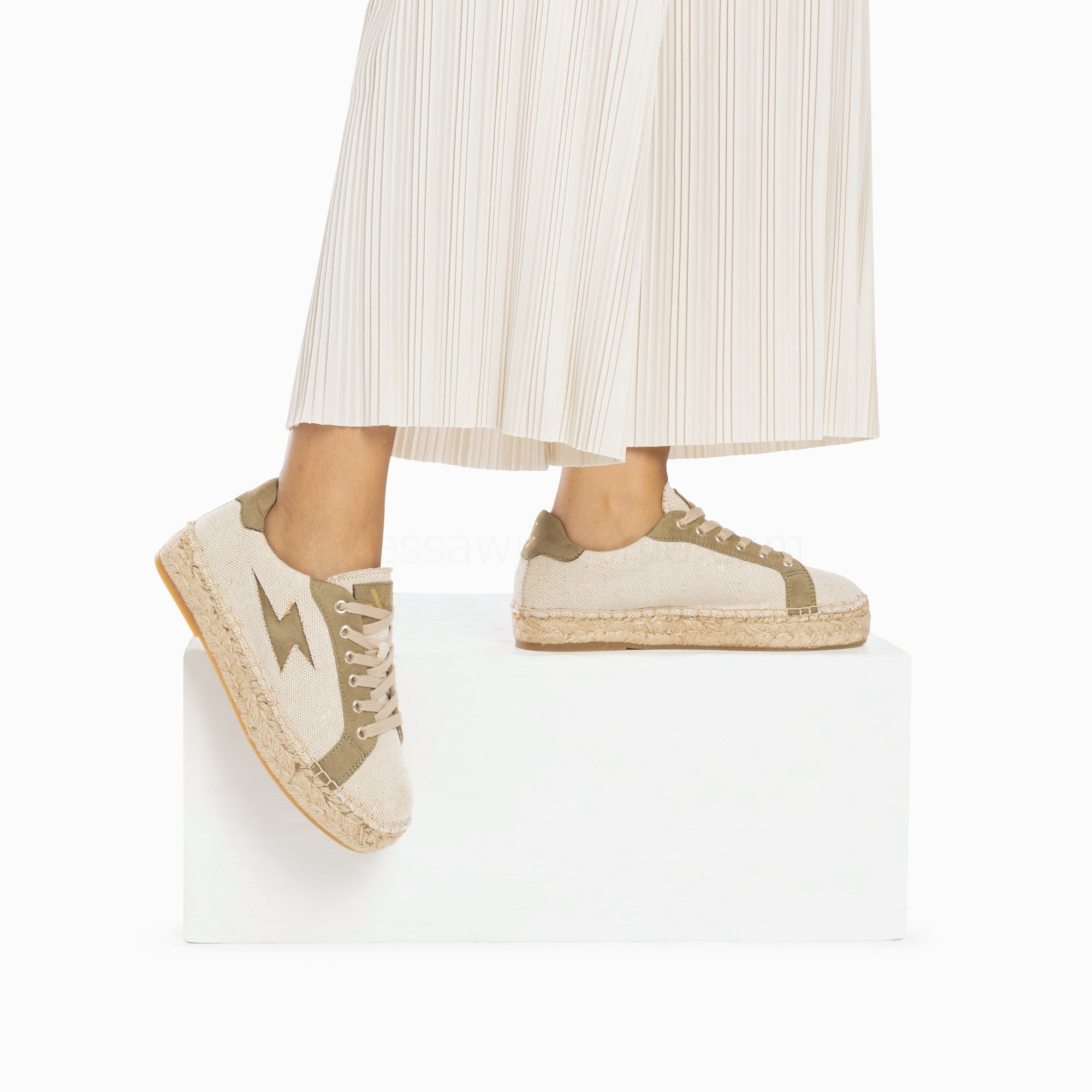 (image for) Baskets éClair April Beige Et Kaki à Semelle Espadrille | Vanessawupromo.Com 684