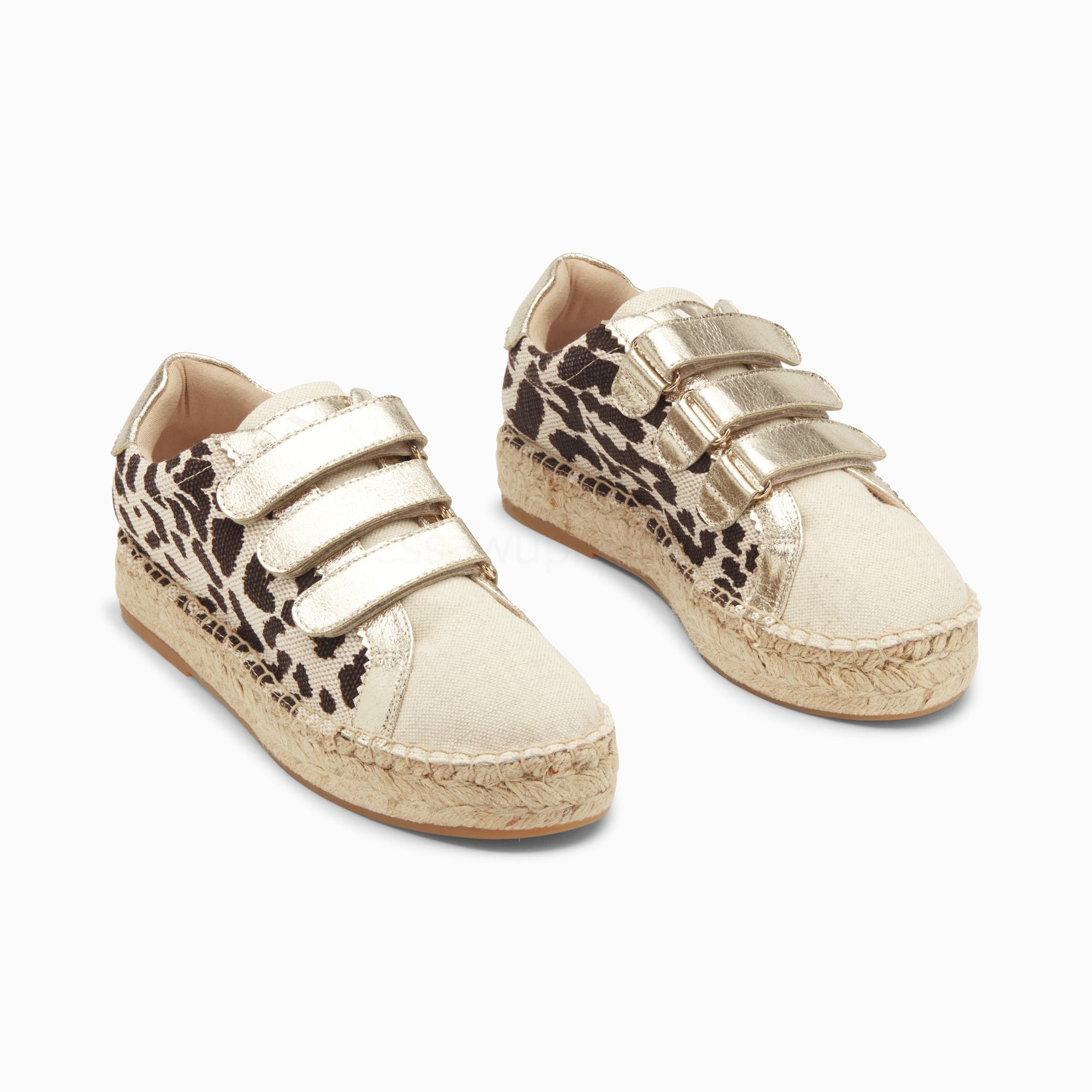 (image for) Baskets Espadrilles Alyssa LéOpard Et Or à Scratchs | Vanessawupromo.Com 395