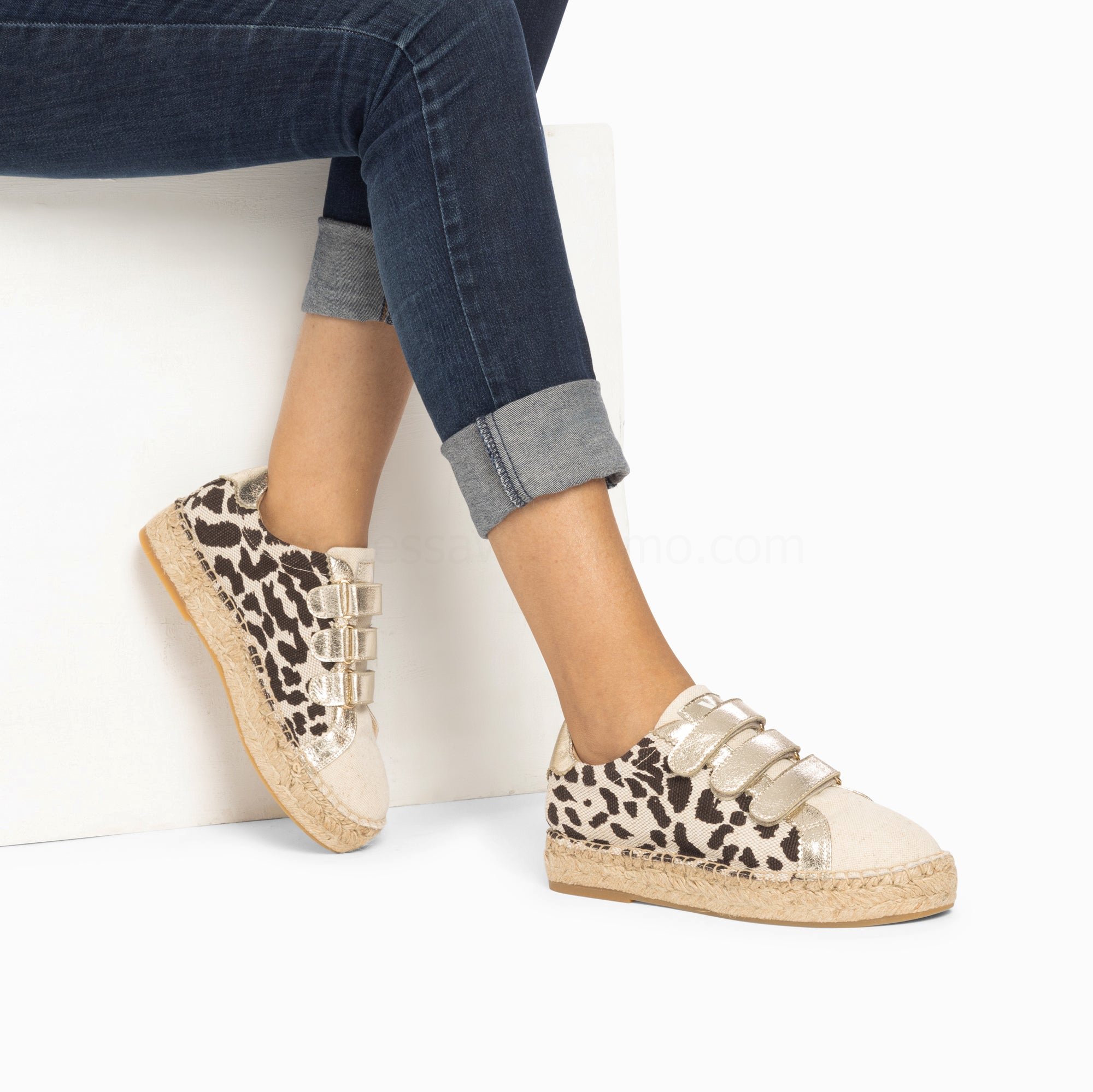 (image for) Baskets Espadrilles Alyssa LéOpard Et Or à Scratchs | Vanessawupromo.Com 395