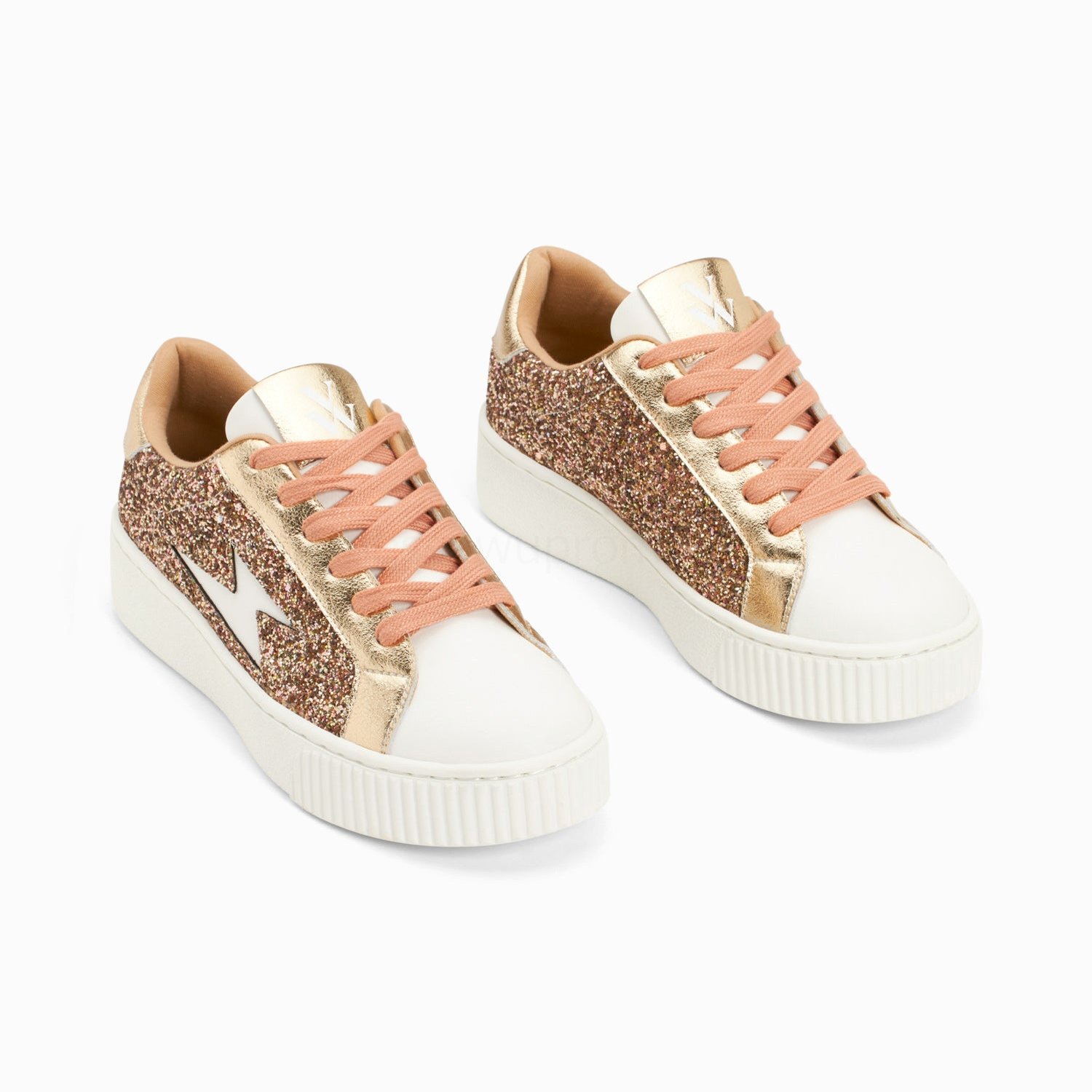 (image for) Baskets éClair Elise Rose Gold Pailleté à Lacets | Vanessawupromo.Com 136