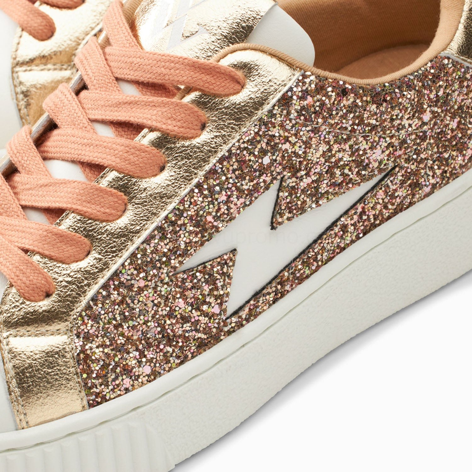 (image for) Baskets éClair Elise Rose Gold Pailleté à Lacets | Vanessawupromo.Com 136