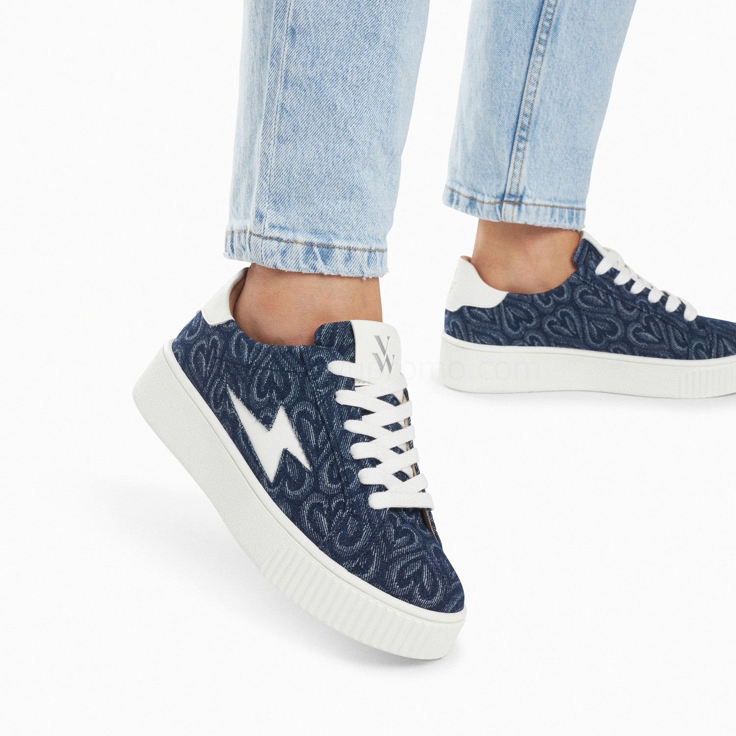 (image for) Baskets éClair Enola Denim Coeur à Lacets | Vanessawupromo.Com 241