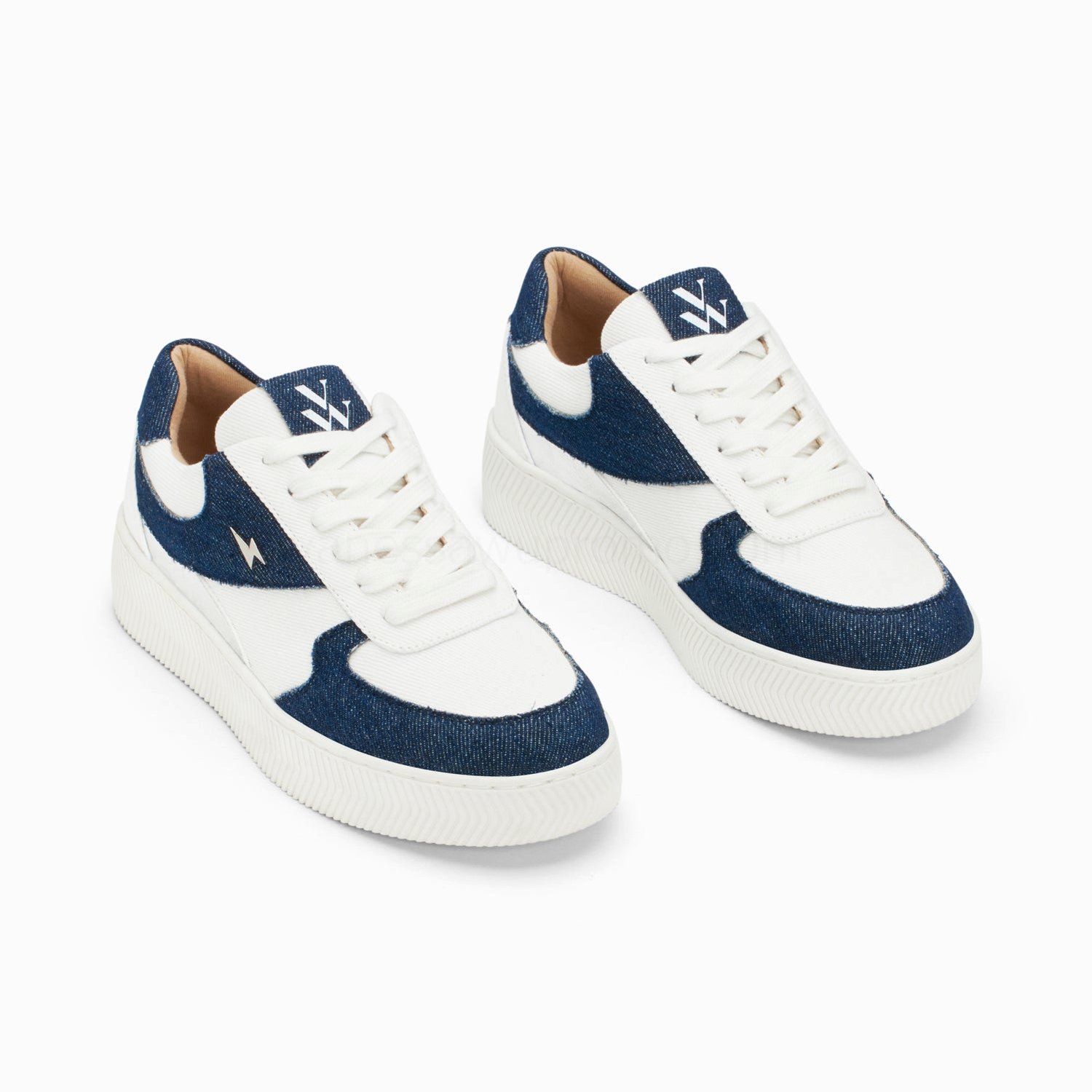 (image for) Baskets ThéOnie Blanc Et Denim à Lacets | Vanessawupromo.Com 217