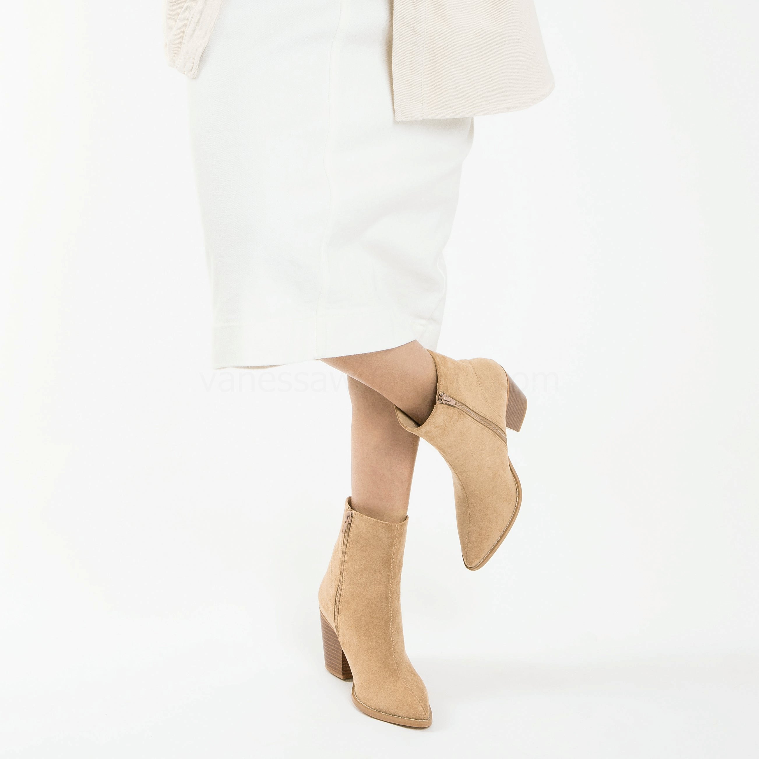 (image for) Bottines à Talon Julia En SuéDine Beige | Vanessawupromo.Com 594