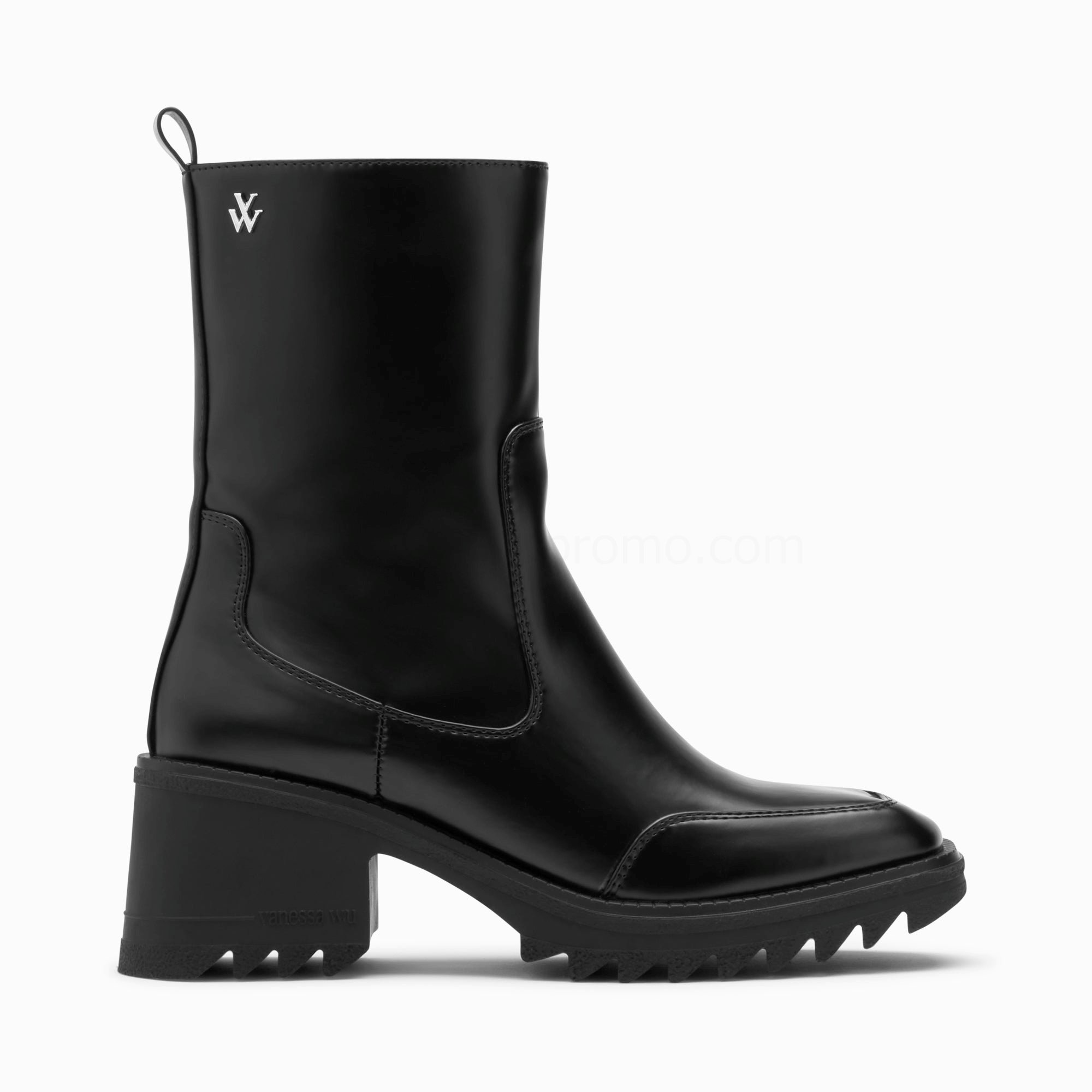 (image for) Bottines De Pluie Lea Noires à Talon Cranté | Vanessawupromo.Com 599