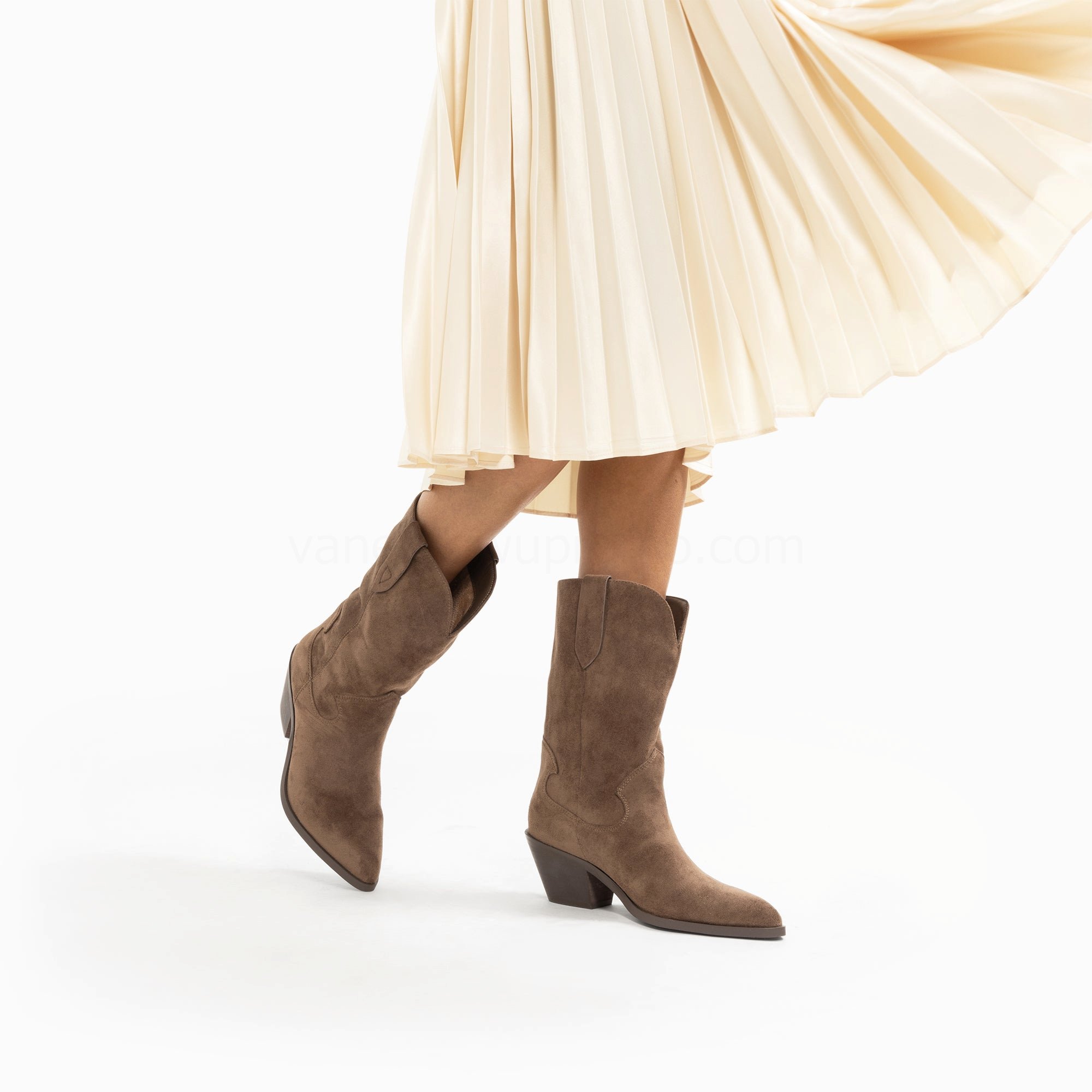 (image for) Bottines Santiags Beverly Taupe Mi-Mollet | Vanessawupromo.Com 261