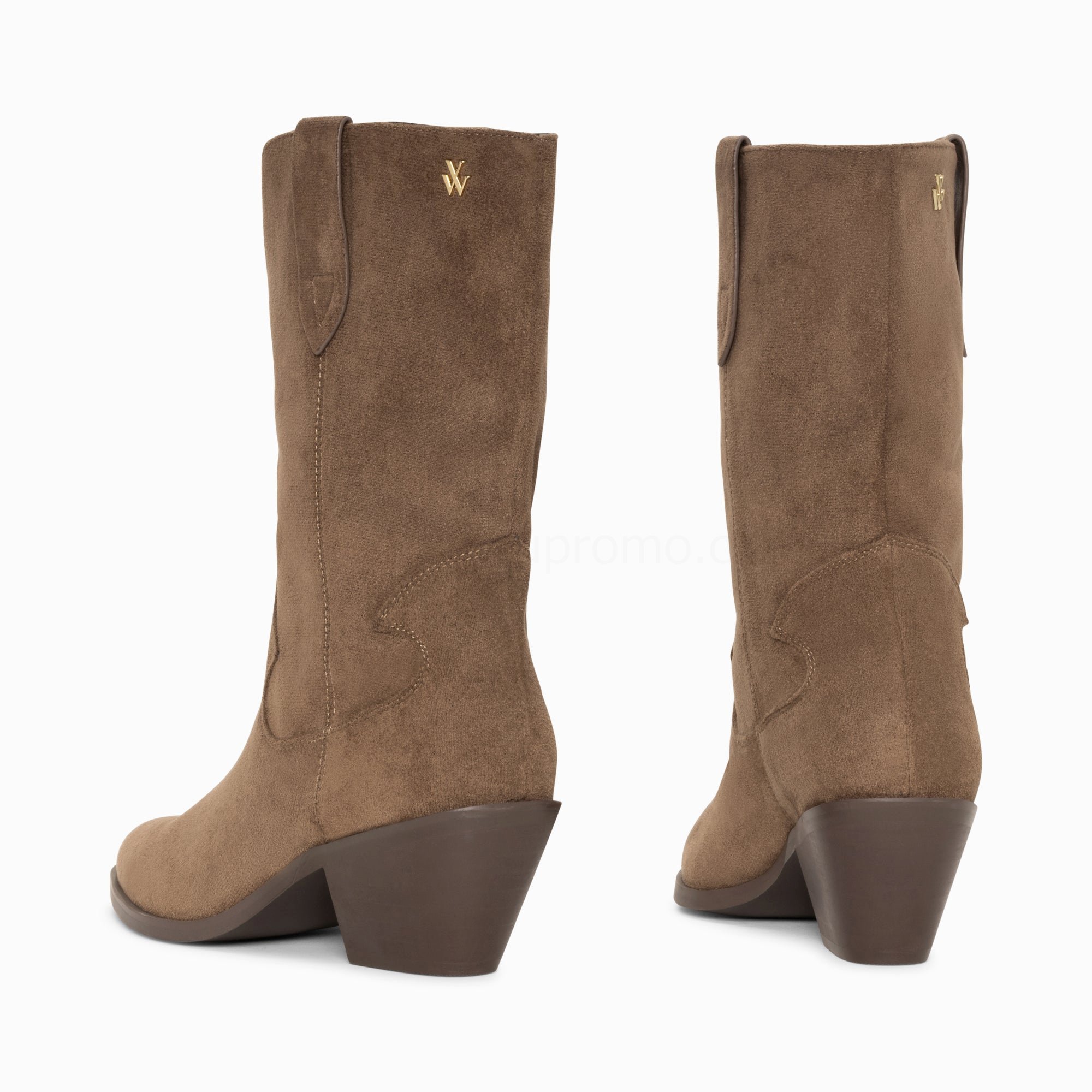 (image for) Bottines Santiags Beverly Taupe Mi-Mollet | Vanessawupromo.Com 261