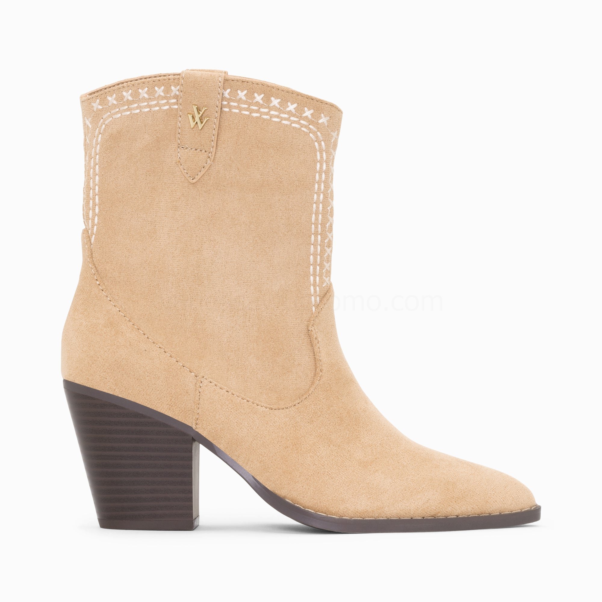 (image for) Bottines Santiags Danae Montantes Beiges à Broderies | Vanessawupromo.Com 408