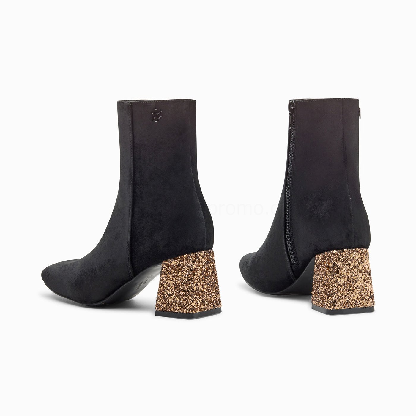 (image for) Bottines New York Noires à Talon Pailleté Bronze | Vanessawupromo.Com 659