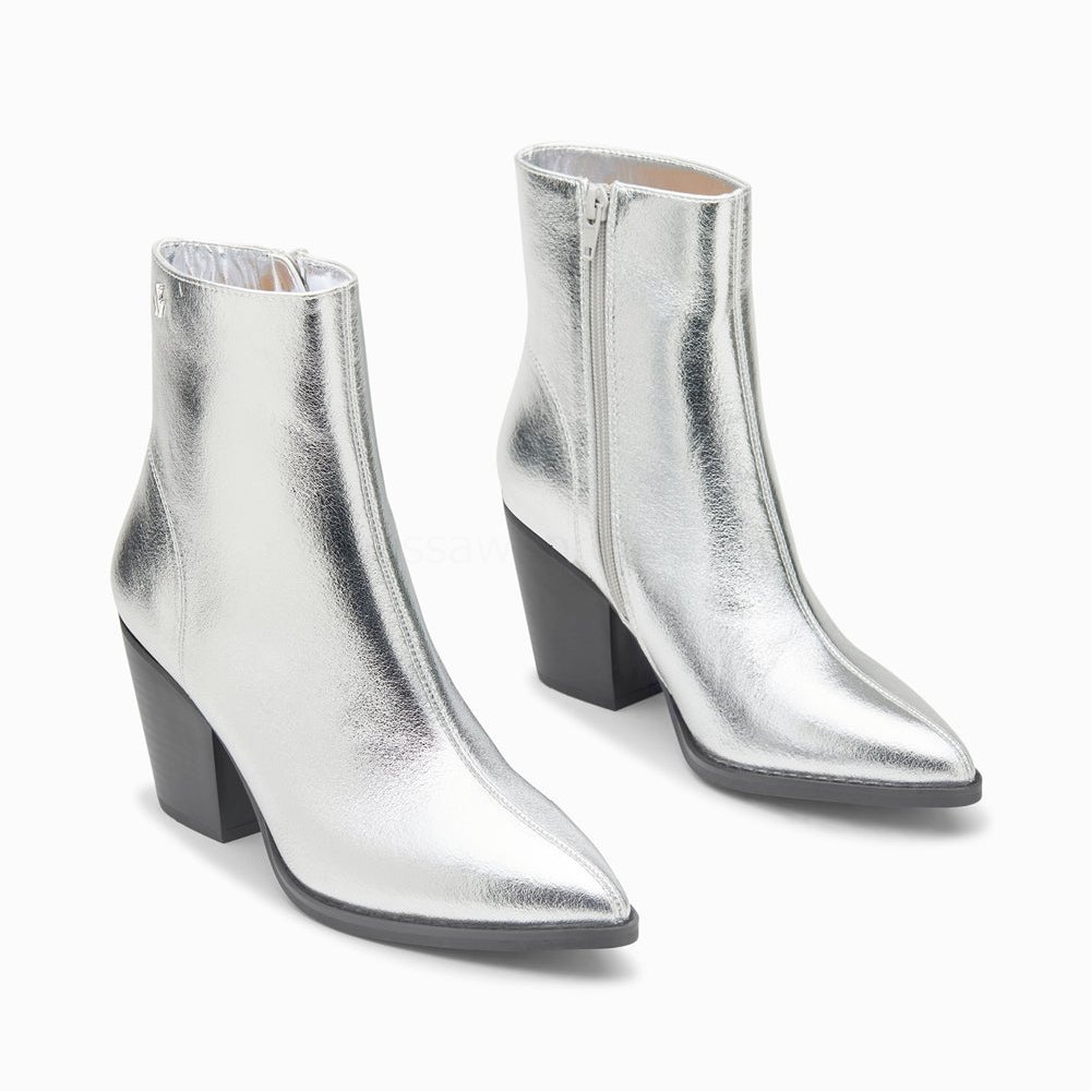 (image for) Bottines Santiags Dina Argent à Talon | Vanessawupromo.Com 647