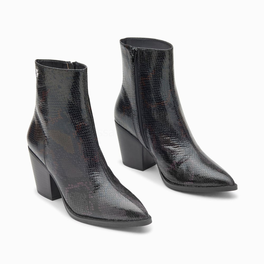 (image for) Bottines Santiags Dina Noir Serpent à Talon | Vanessawupromo.Com 467