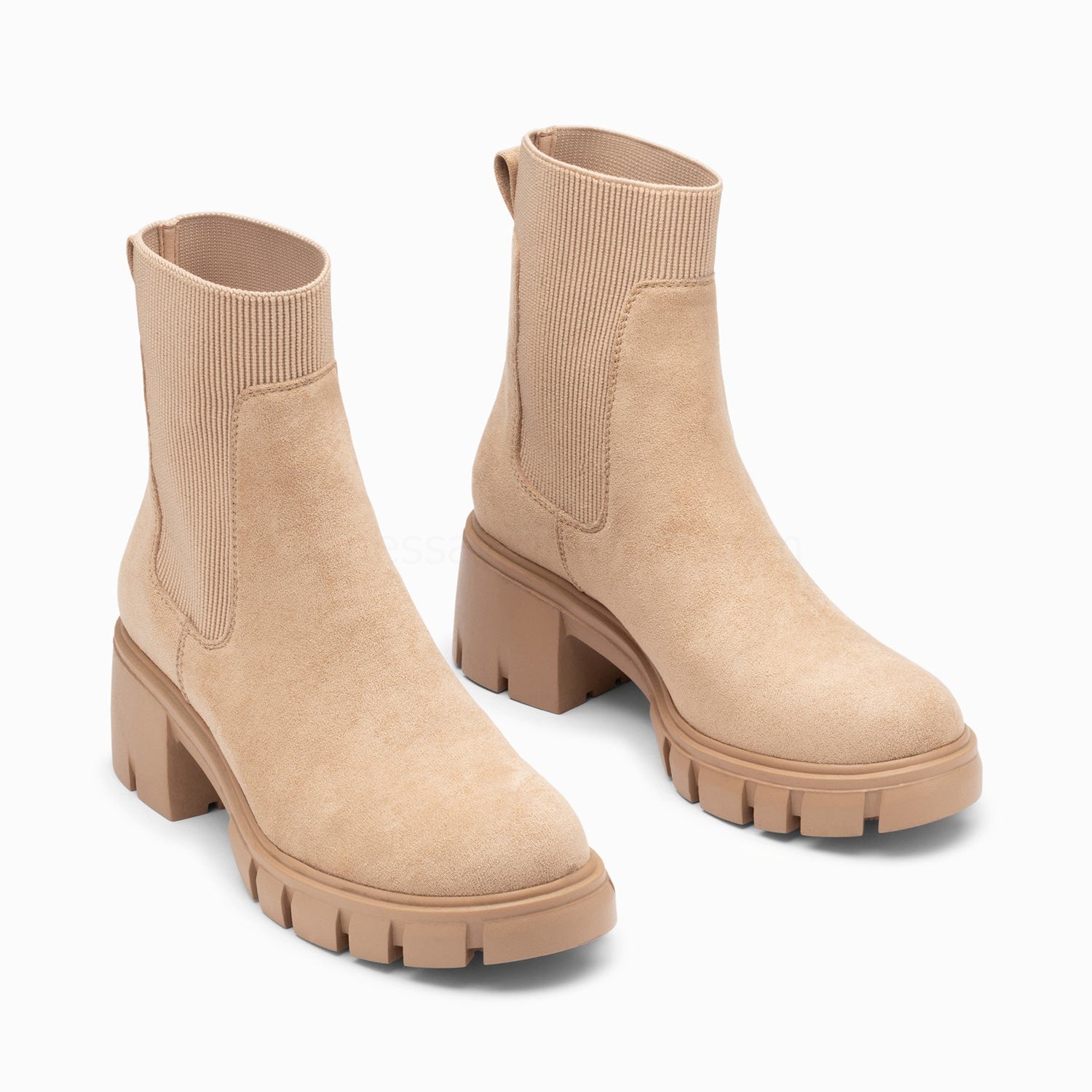 (image for) Bottines Chelsea ValéRie Beige à Talon Cranté | Vanessawupromo.Com 251