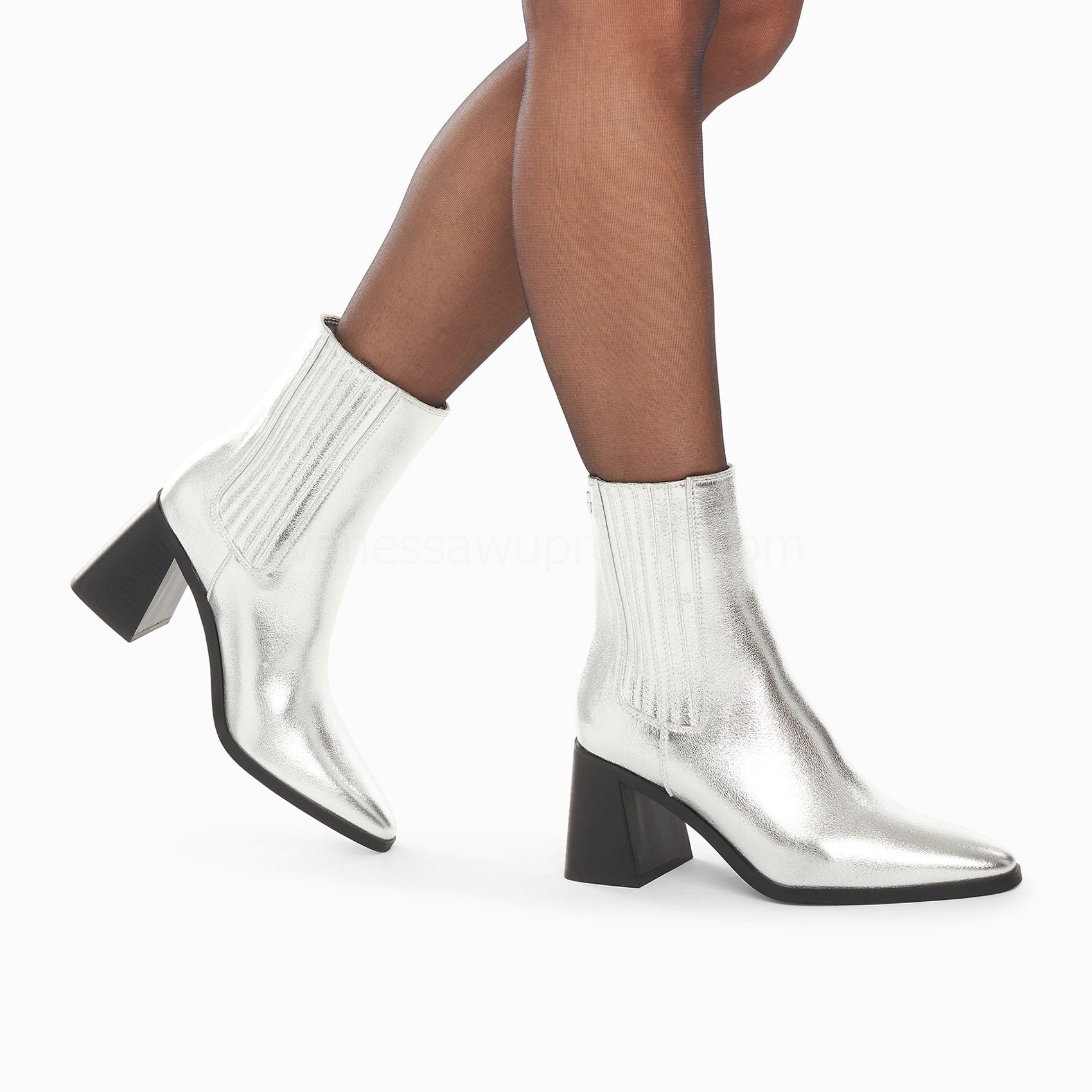 (image for) Bottines Montantes Taylor Argent à Talon TrapèZe | Vanessawupromo.Com 360