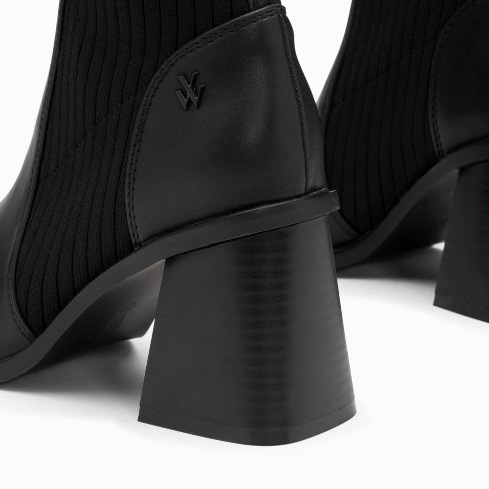 (image for) Bottines Chaussettes Jinger Noires à Talon TrapèZe | Vanessawupromo.Com 370