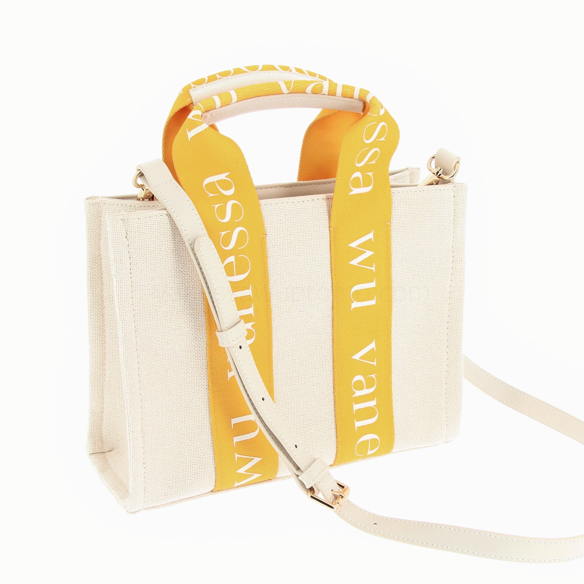 (image for) Petit Sac à Main Shopper Ophra Beige Et Jaune | Vanessawupromo.Com 811