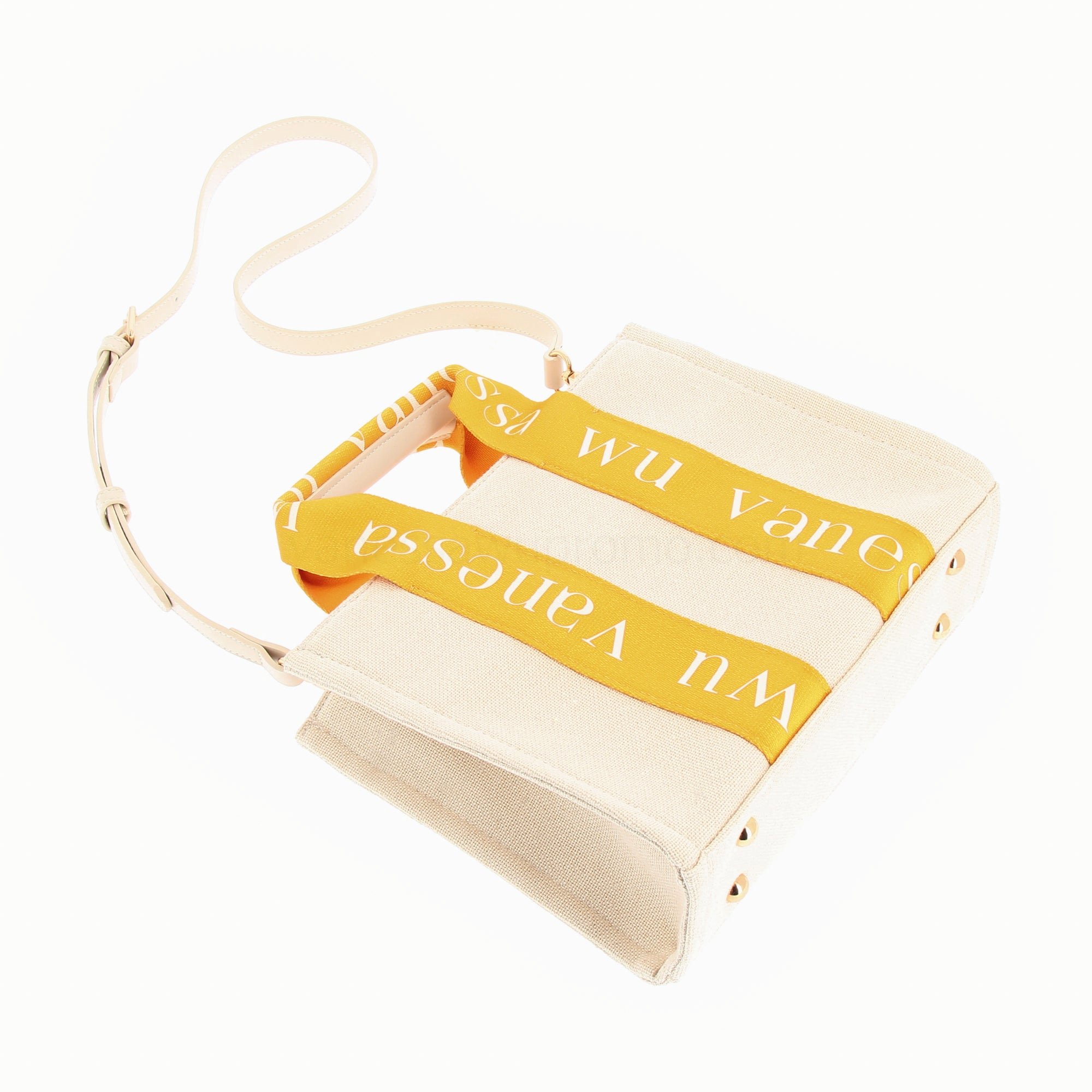 (image for) Petit Sac à Main Shopper Ophra Beige Et Jaune | Vanessawupromo.Com 811