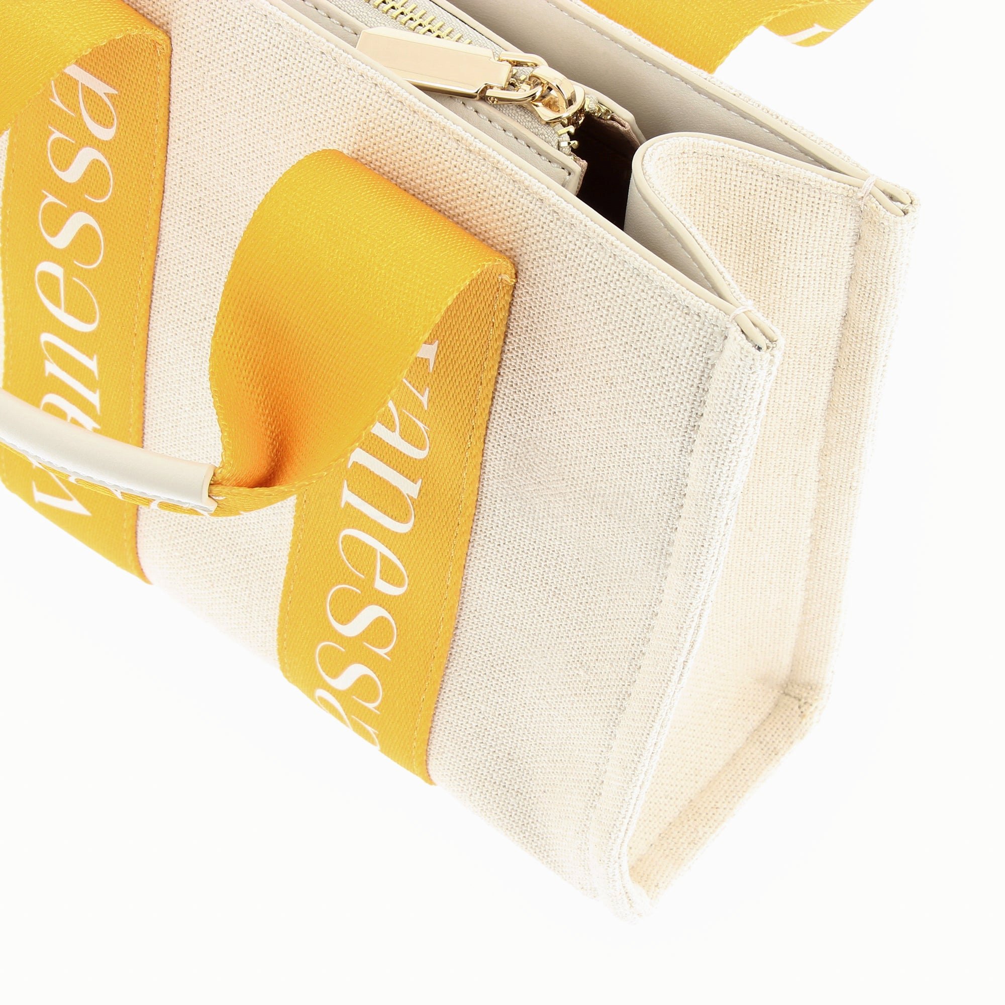 (image for) Petit Sac à Main Shopper Ophra Beige Et Jaune | Vanessawupromo.Com 811