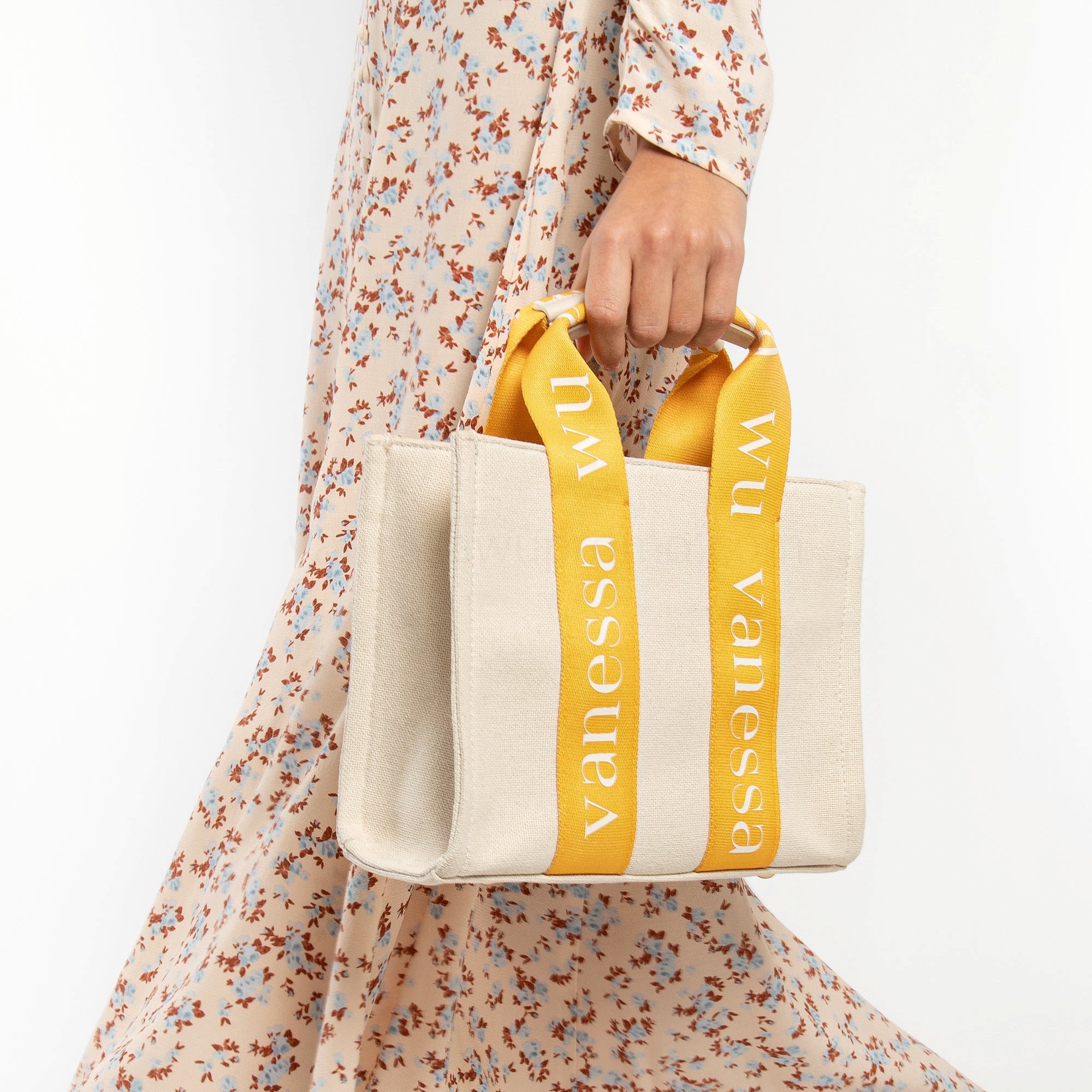 (image for) Petit Sac à Main Shopper Ophra Beige Et Jaune | Vanessawupromo.Com 811