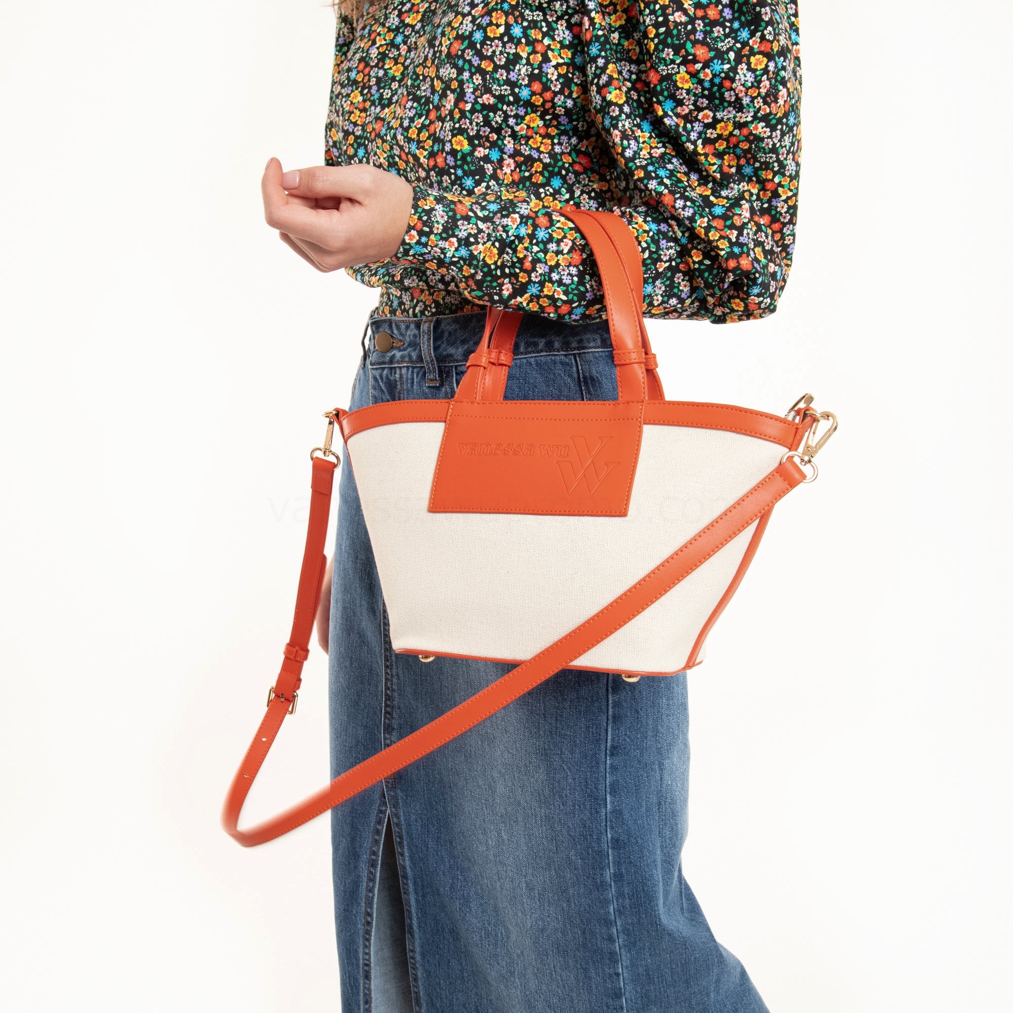 (image for) Petit Sac Cabas TrapèZe Eve Beige Et Orange | Vanessawupromo.Com 816