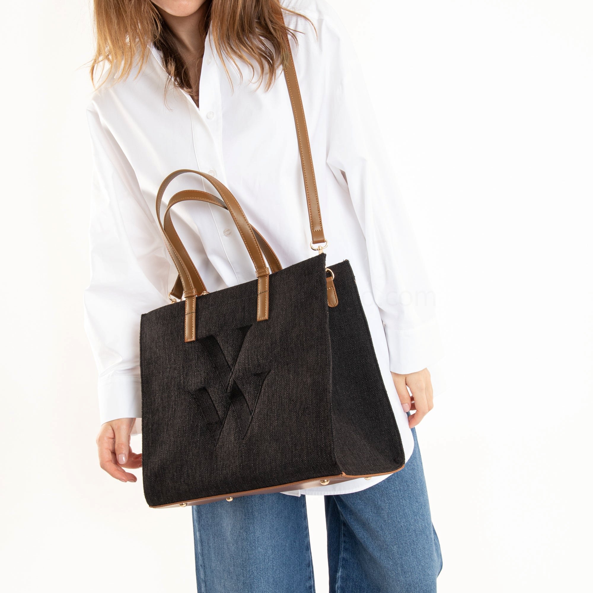 (image for) Sac Cabas Monogramme Emilia Noir | Vanessawupromo.Com 802