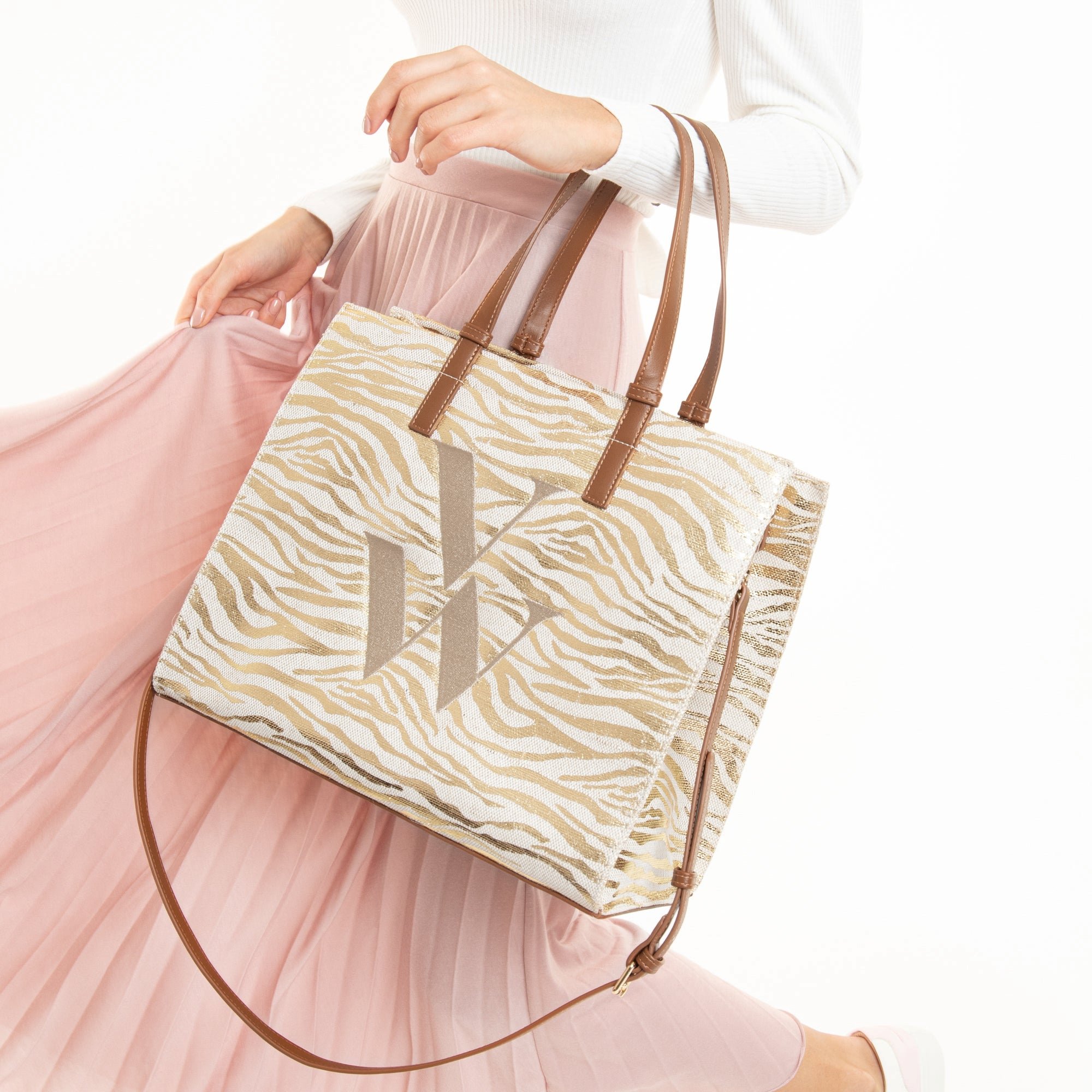 (image for) Sac Cabas Monogramme Emilia ZéBré Or | Vanessawupromo.Com 800