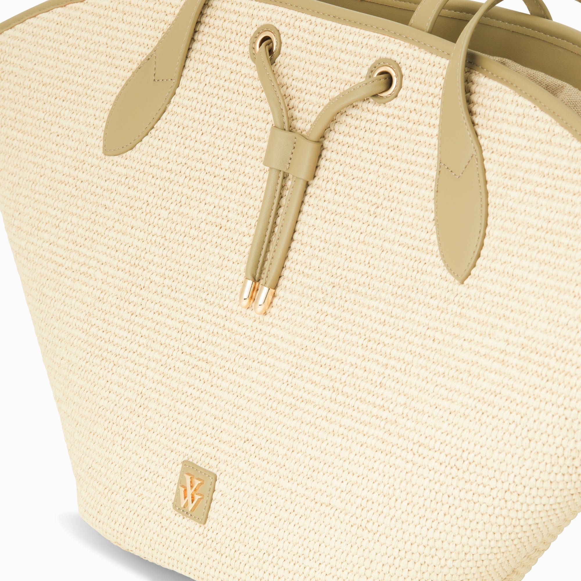 (image for) Panier Oversize Vivienne En Raphia Beige à DéTails Kaki | Vanessawupromo.Com 790