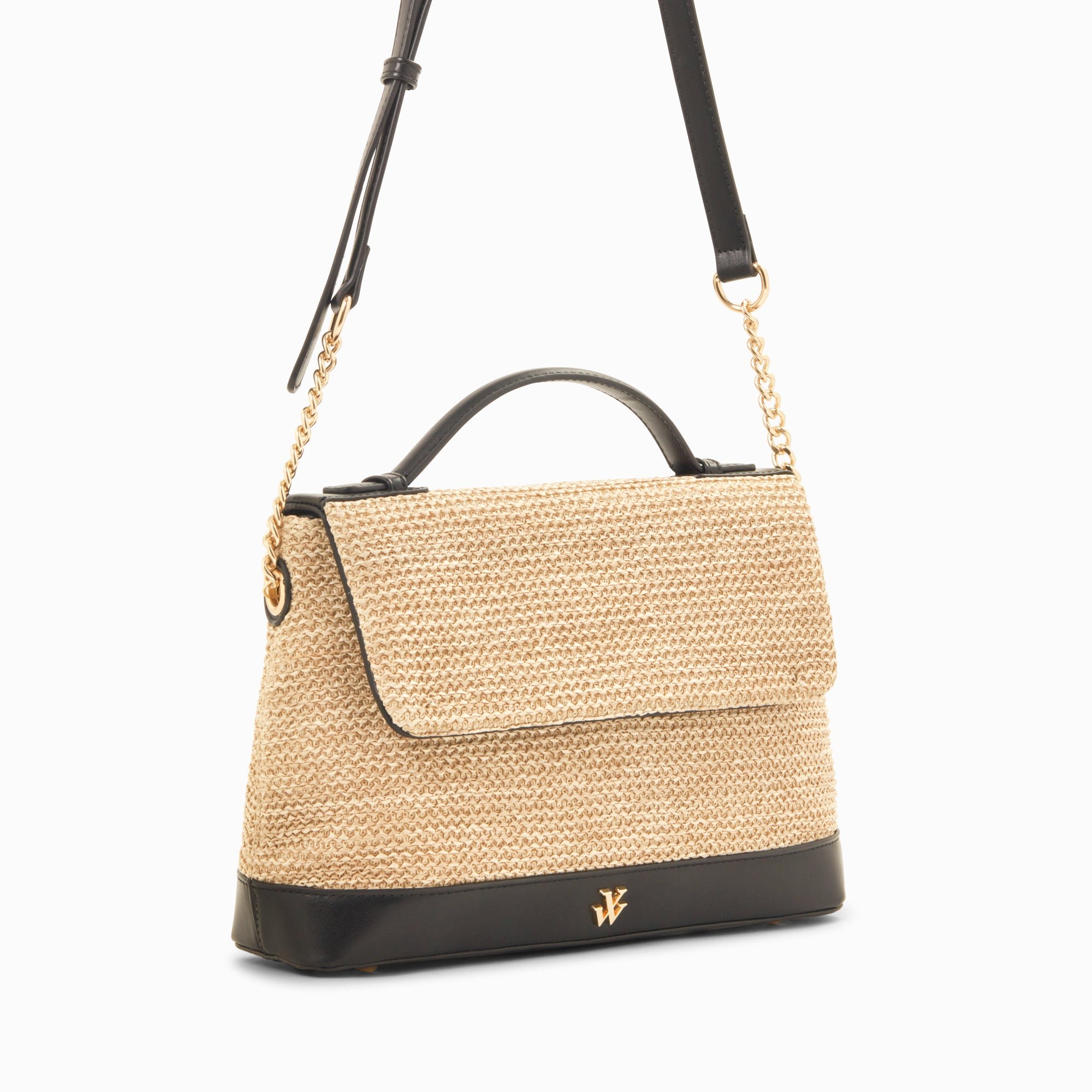 (image for) Sac Cartable Katie En Raphia Beige à DéTails Noirs | Vanessawupromo.Com 783