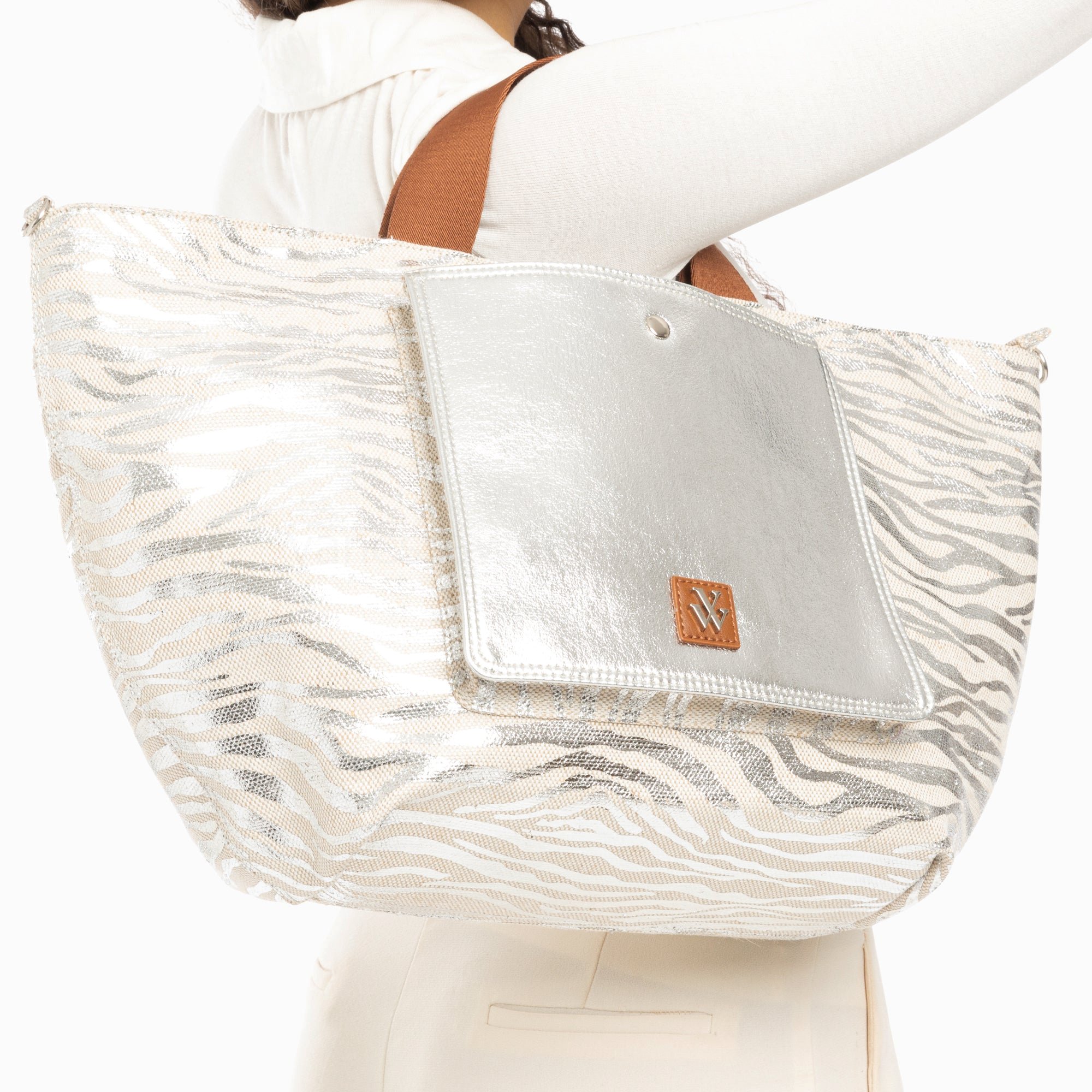 (image for) Cabas Roxanna Argent Imprimé ZèBre à Pochette | Vanessawupromo.Com 785