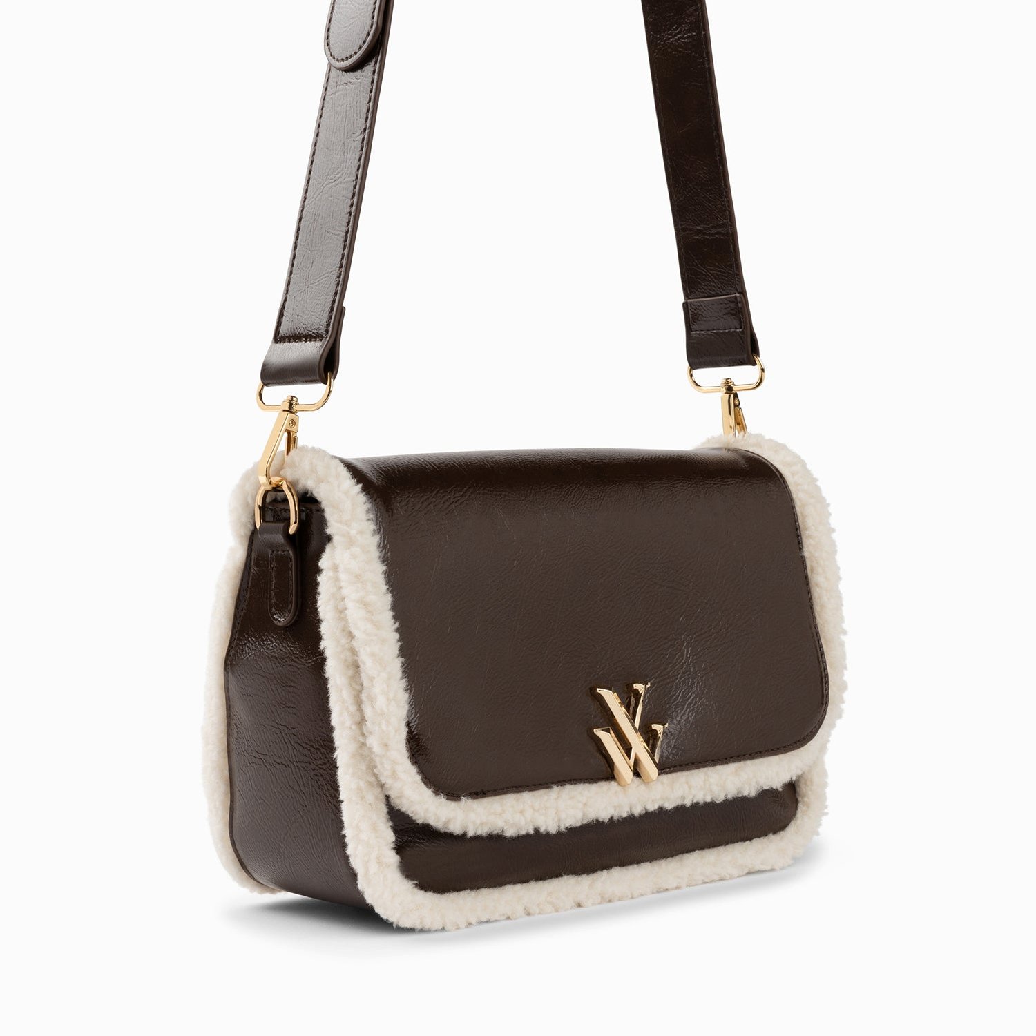 (image for) Sac BandoulièRe Bertina Marron à Rabat Et Faux Shearling | Vanessawupromo.Com 770