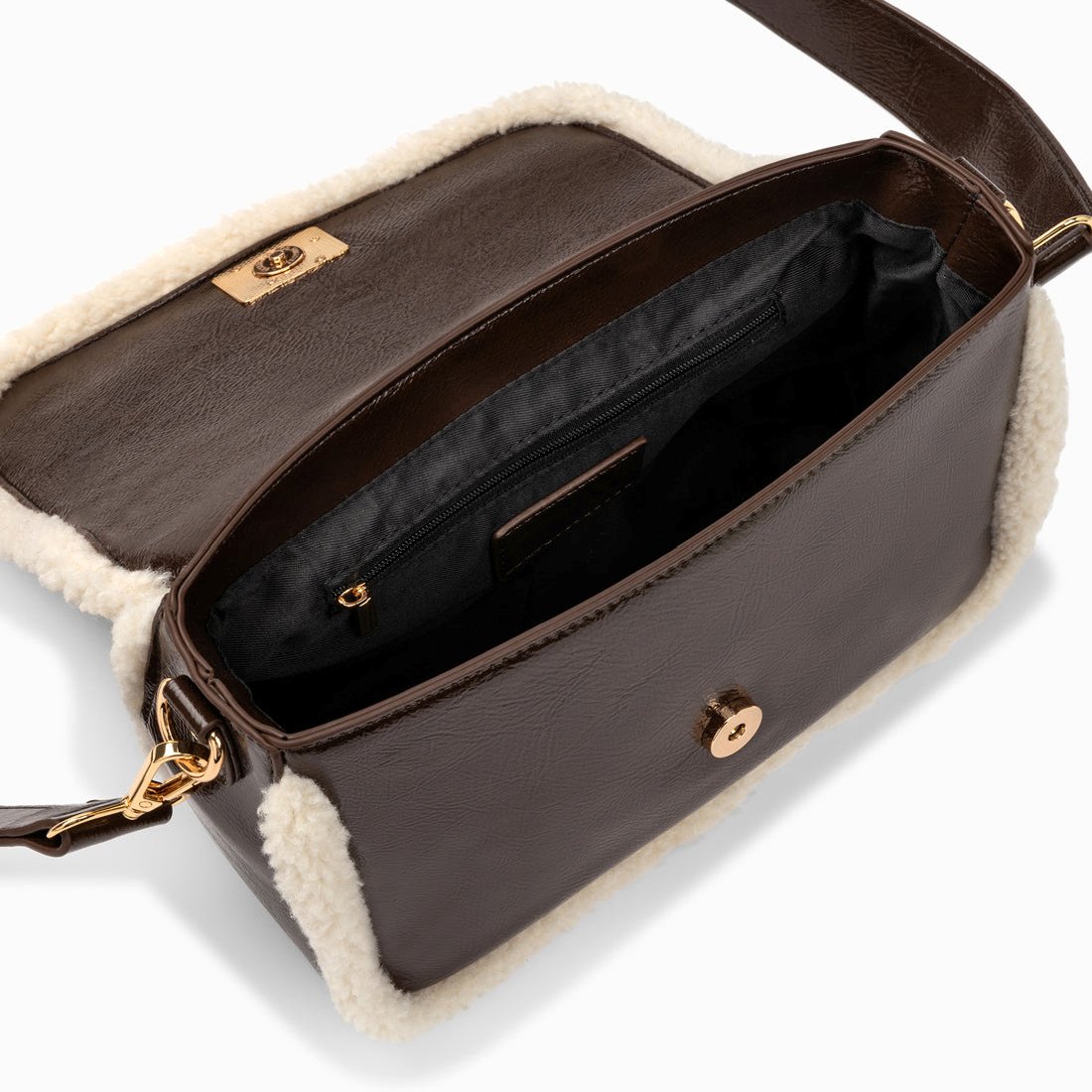 (image for) Sac BandoulièRe Bertina Marron à Rabat Et Faux Shearling | Vanessawupromo.Com 770