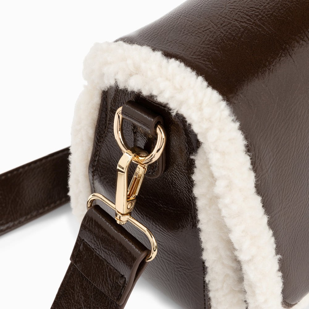 (image for) Sac BandoulièRe Bertina Marron à Rabat Et Faux Shearling | Vanessawupromo.Com 770