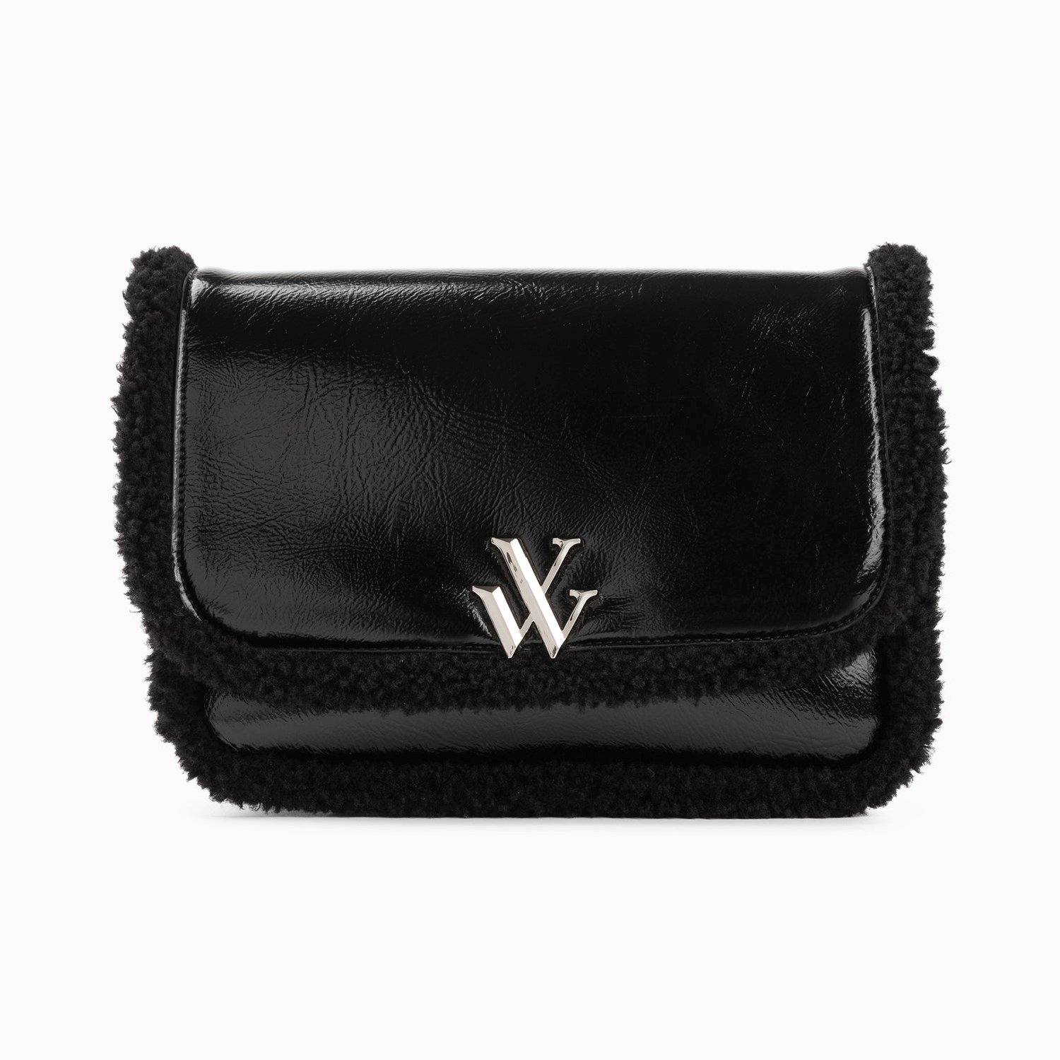 (image for) Sac BandoulièRe Bertina Noir à Rabat Et Faux Shearling | Vanessawupromo.Com 769