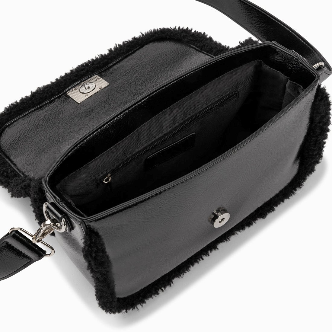 (image for) Sac BandoulièRe Bertina Noir à Rabat Et Faux Shearling | Vanessawupromo.Com 769