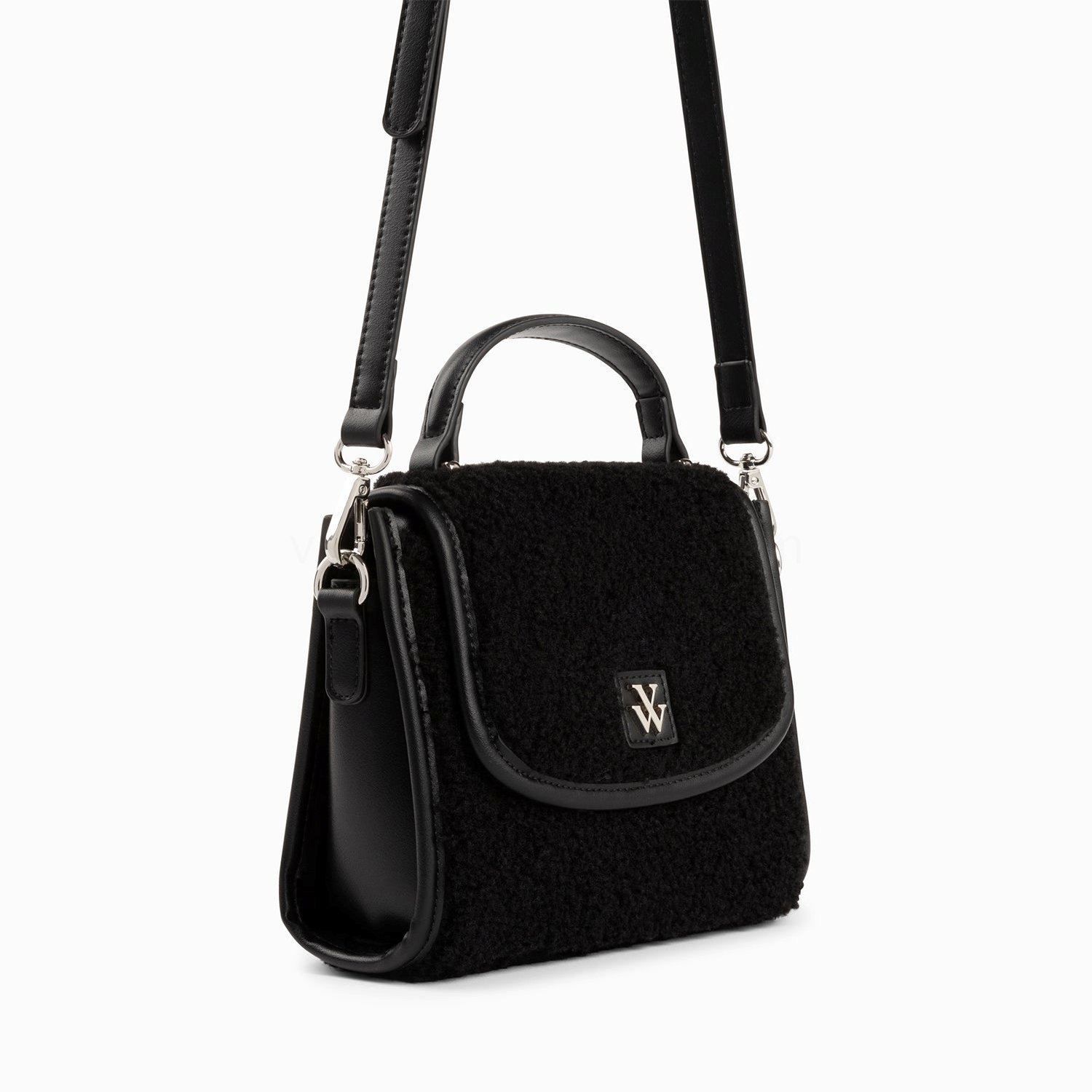 (image for) Mini Sac à Main Victoria Noir En Faux Shearling | Vanessawupromo.Com 767