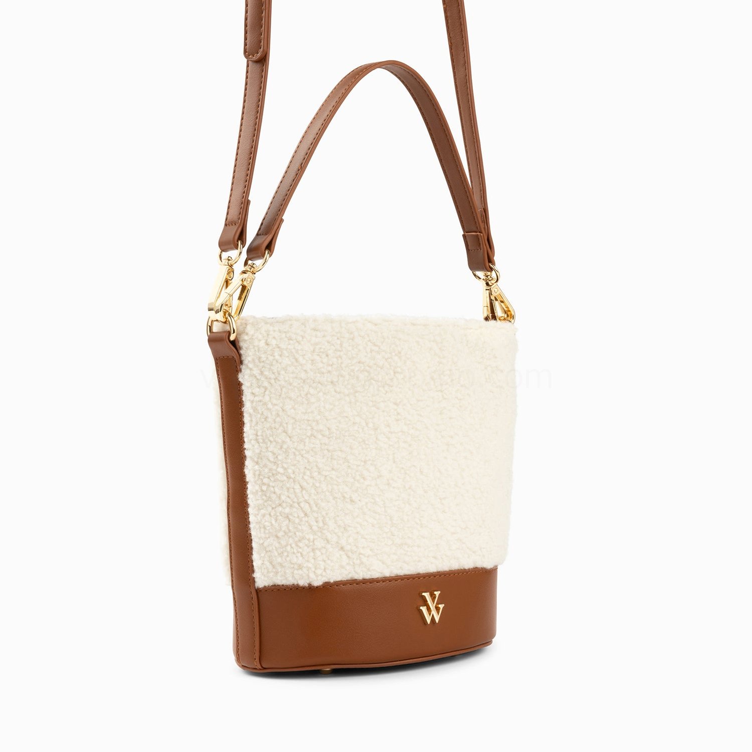 (image for) Sac Seau Milou Ivoire Et Camel En Faux Shearling | Vanessawupromo.Com 766