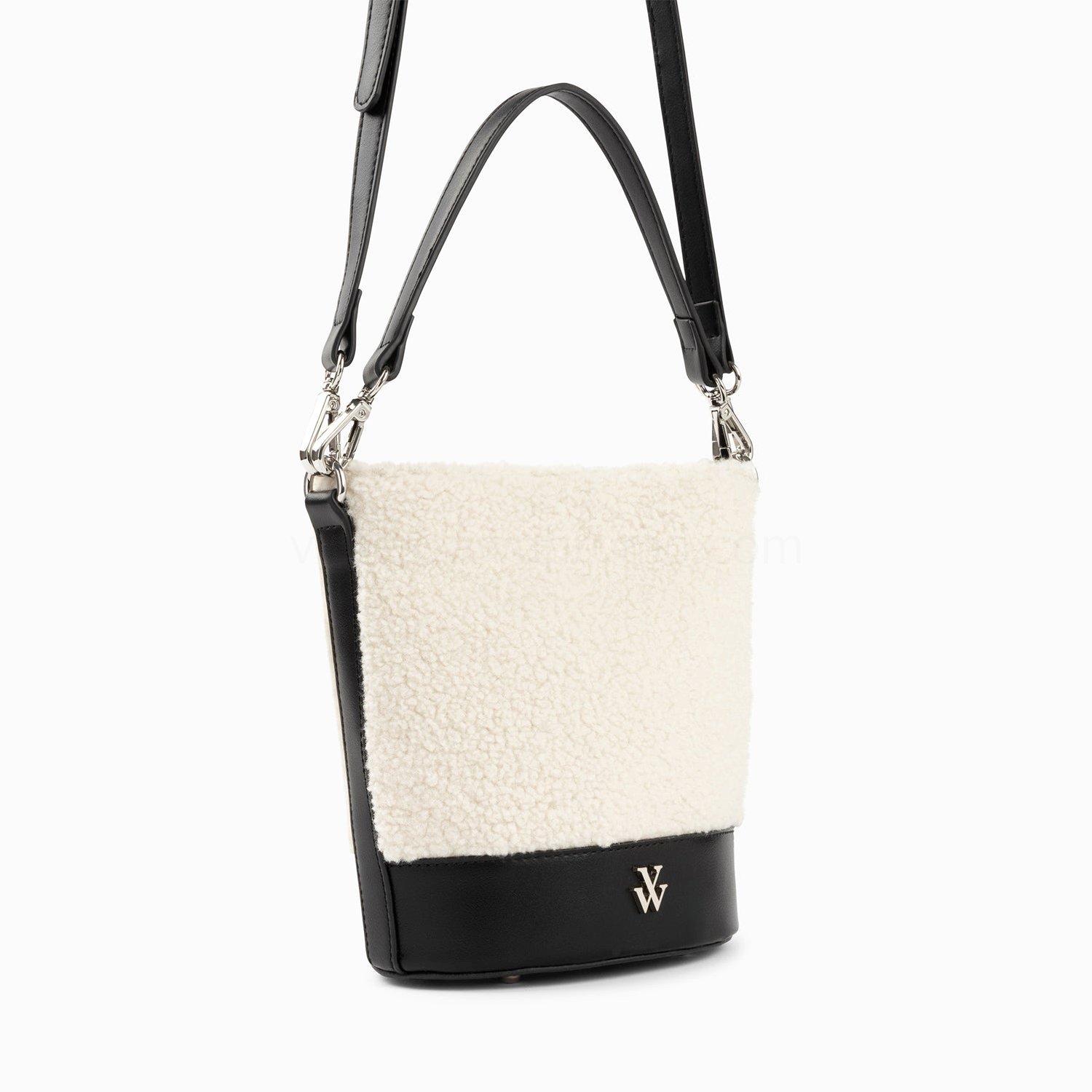 (image for) Sac Seau Milou Ivoire Et Noir En Faux Shearling | Vanessawupromo.Com 765