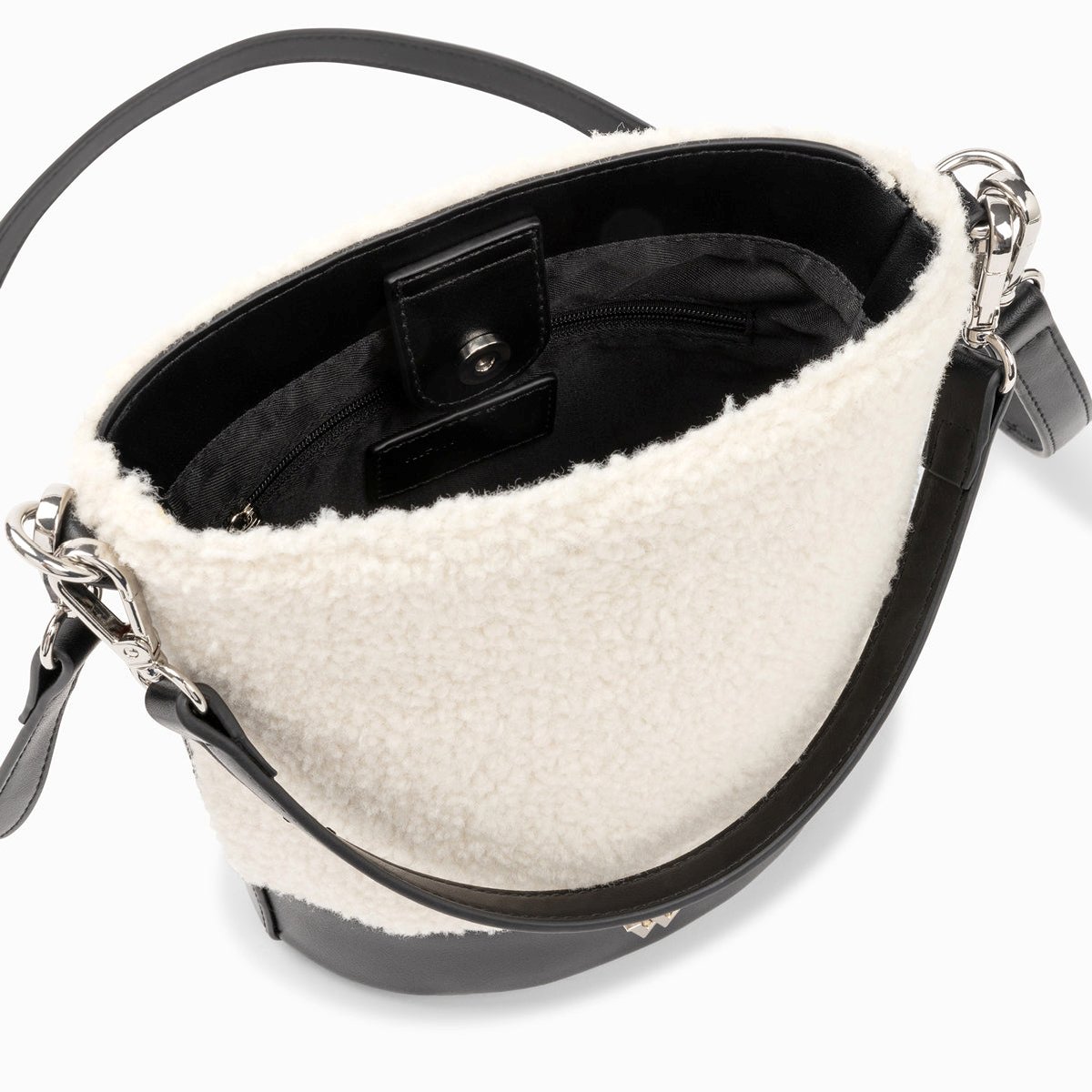 (image for) Sac Seau Milou Ivoire Et Noir En Faux Shearling | Vanessawupromo.Com 765