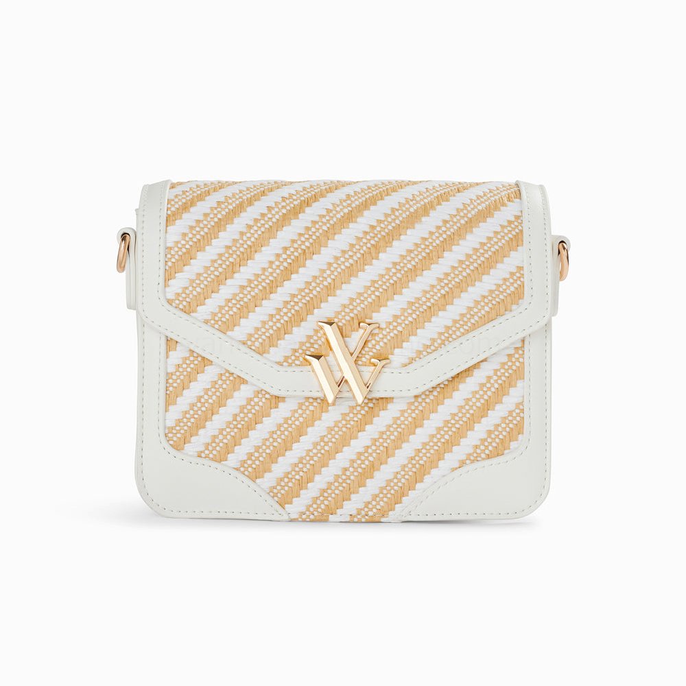 (image for) Petit Sac Cartable Aline Blanc Et Beige Tressé | Vanessawupromo.Com 757