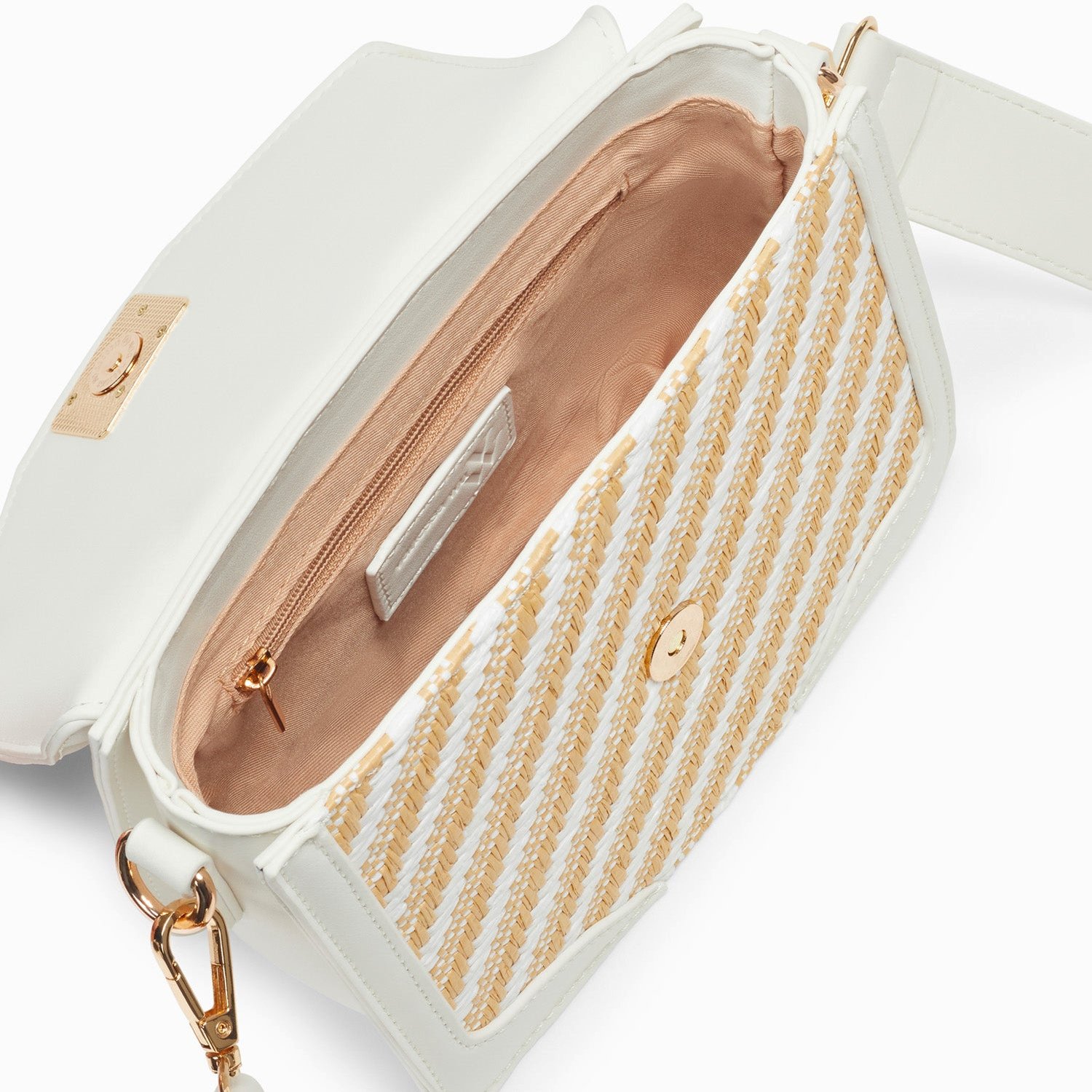 (image for) Petit Sac Cartable Aline Blanc Et Beige Tressé | Vanessawupromo.Com 757