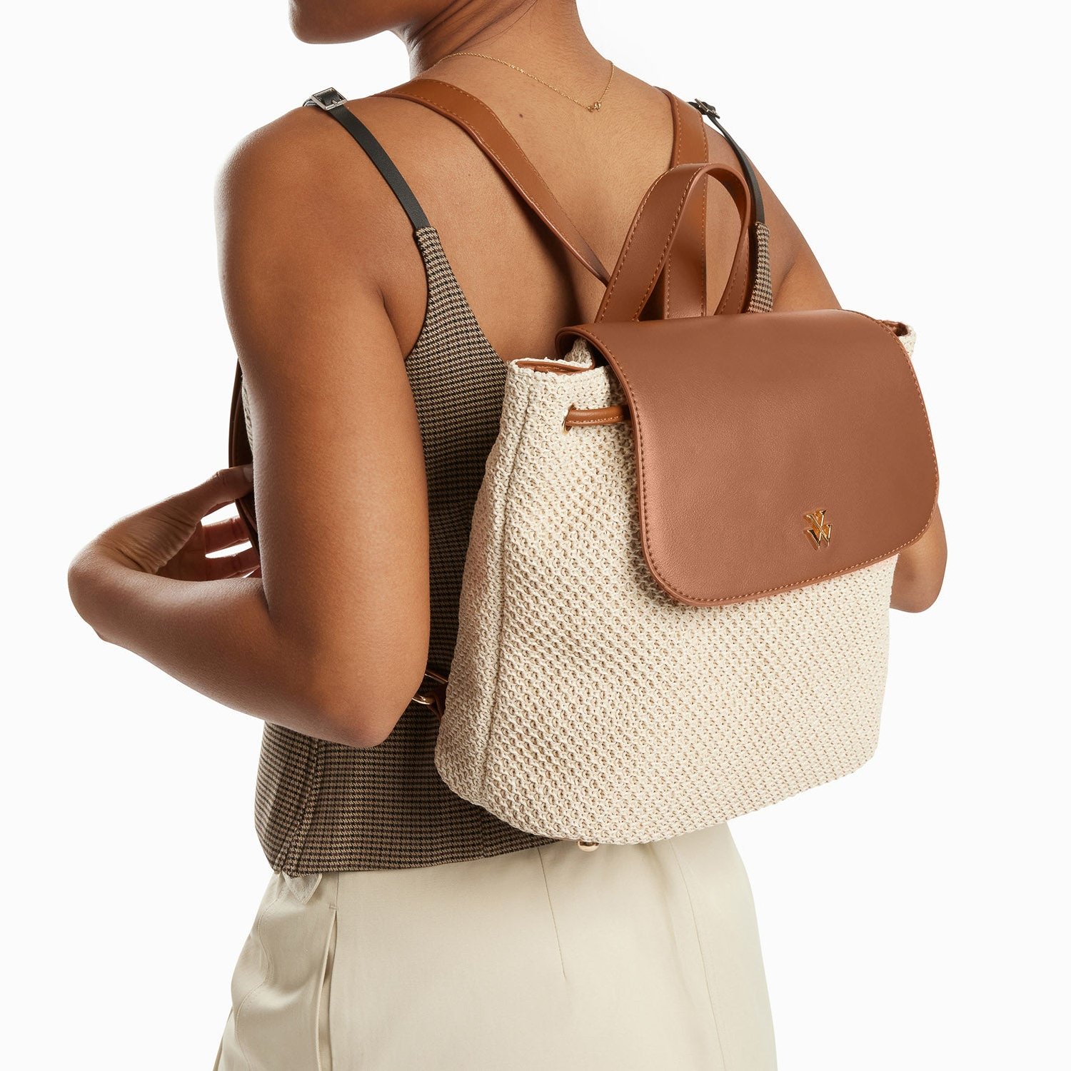 (image for) Sac à Dos Myriam En Raphia éCru Et Camel | Vanessawupromo.Com 16