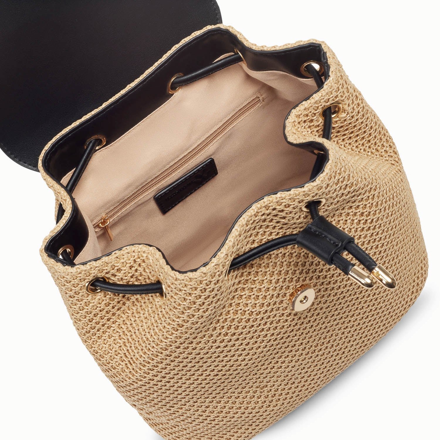 (image for) Sac à Dos Myriam En Raphia Beige Et Noir | Vanessawupromo.Com 65