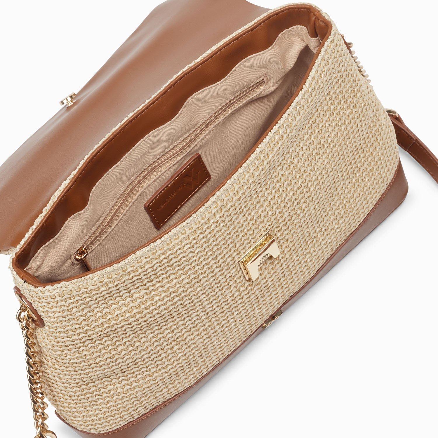 (image for) Sac Cartable Lisa En Raphia Beige à DéTails Camel | Vanessawupromo.Com 54