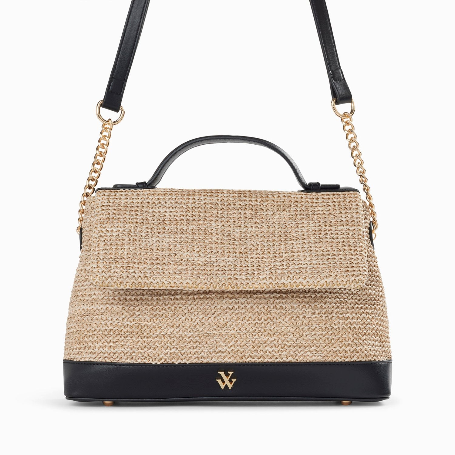 (image for) Sac Cartable Lisa En Raphia Beige à DéTails Noirs | Vanessawupromo.Com 25