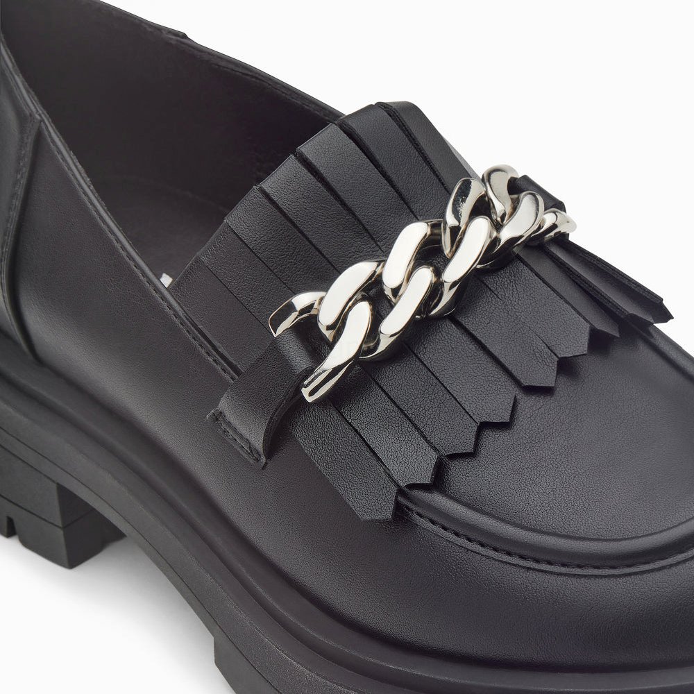 (image for) Mocassins AngèLe Noirs à ChaîNe Argent Et Semelle CrantéE | Vanessawupromo.Com 267