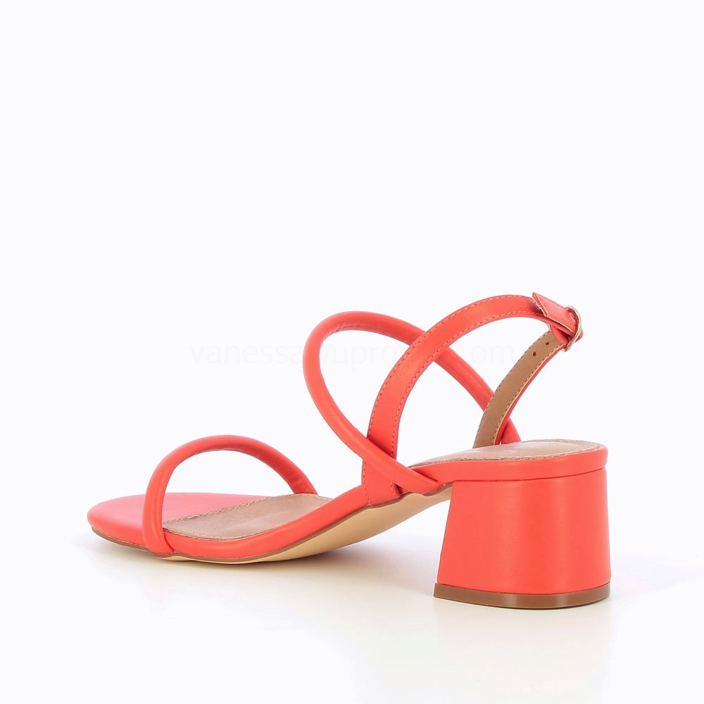 (image for) Sandales à Talon Minimalistes Cynthia Corail | Vanessawupromo.Com 556