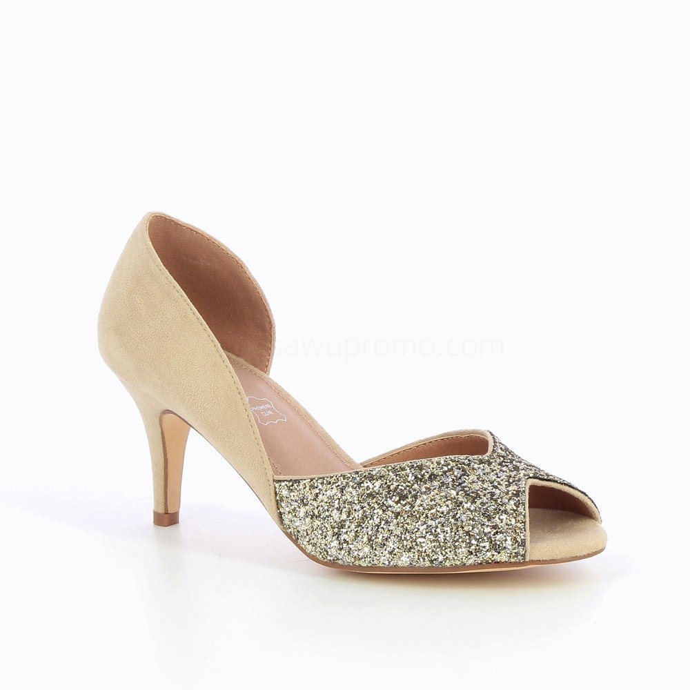 (image for) Escarpins Peep-Toe Diane Beige Et Champagne | Vanessawupromo.Com 317