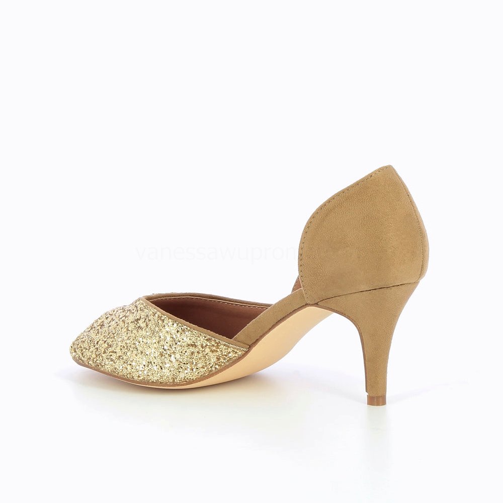 (image for) Escarpins Peep-Toe Diane Camel Et Or | Vanessawupromo.Com 444