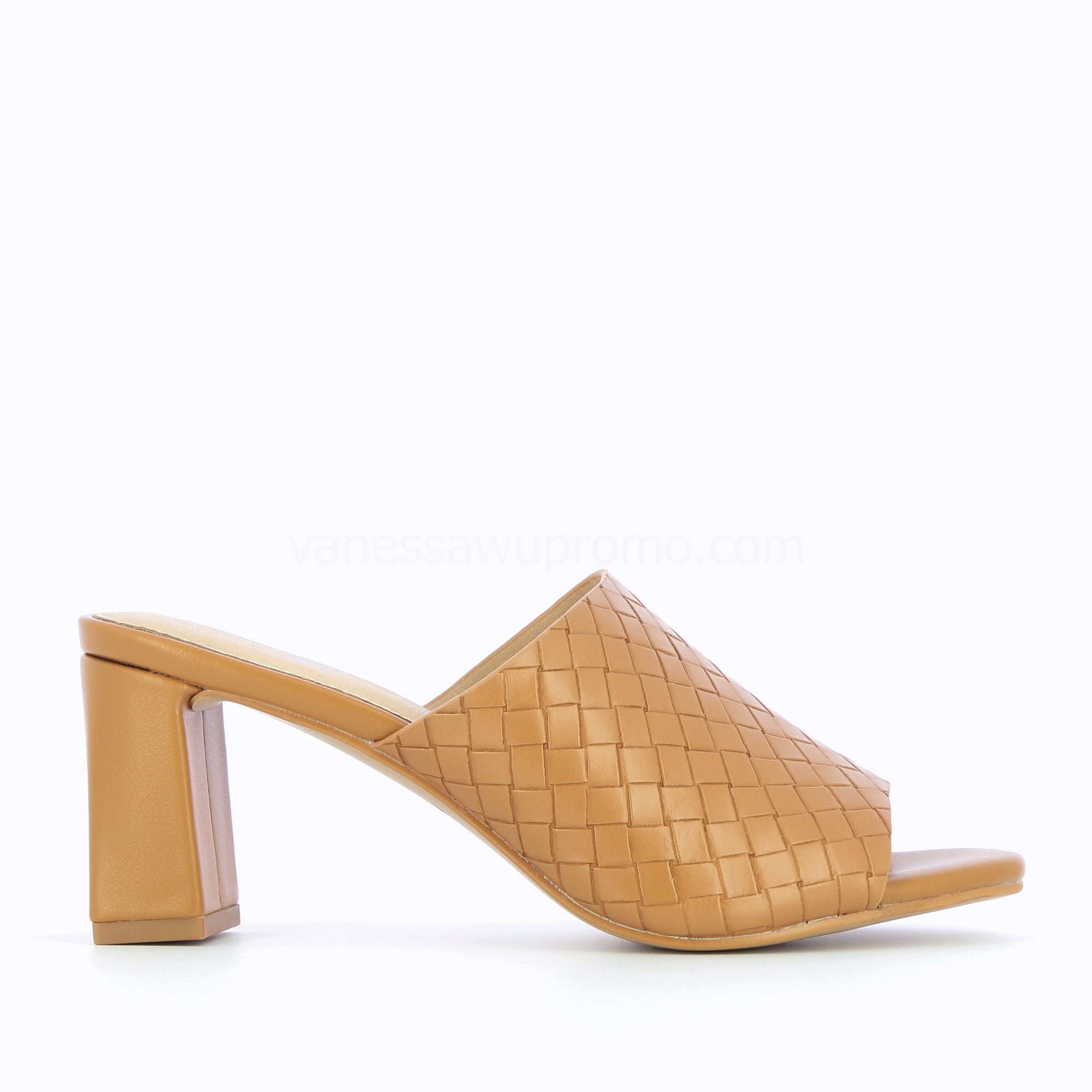 (image for) Mules à Talon Melaurie Camel Effet Tressé | Vanessawupromo.Com 557